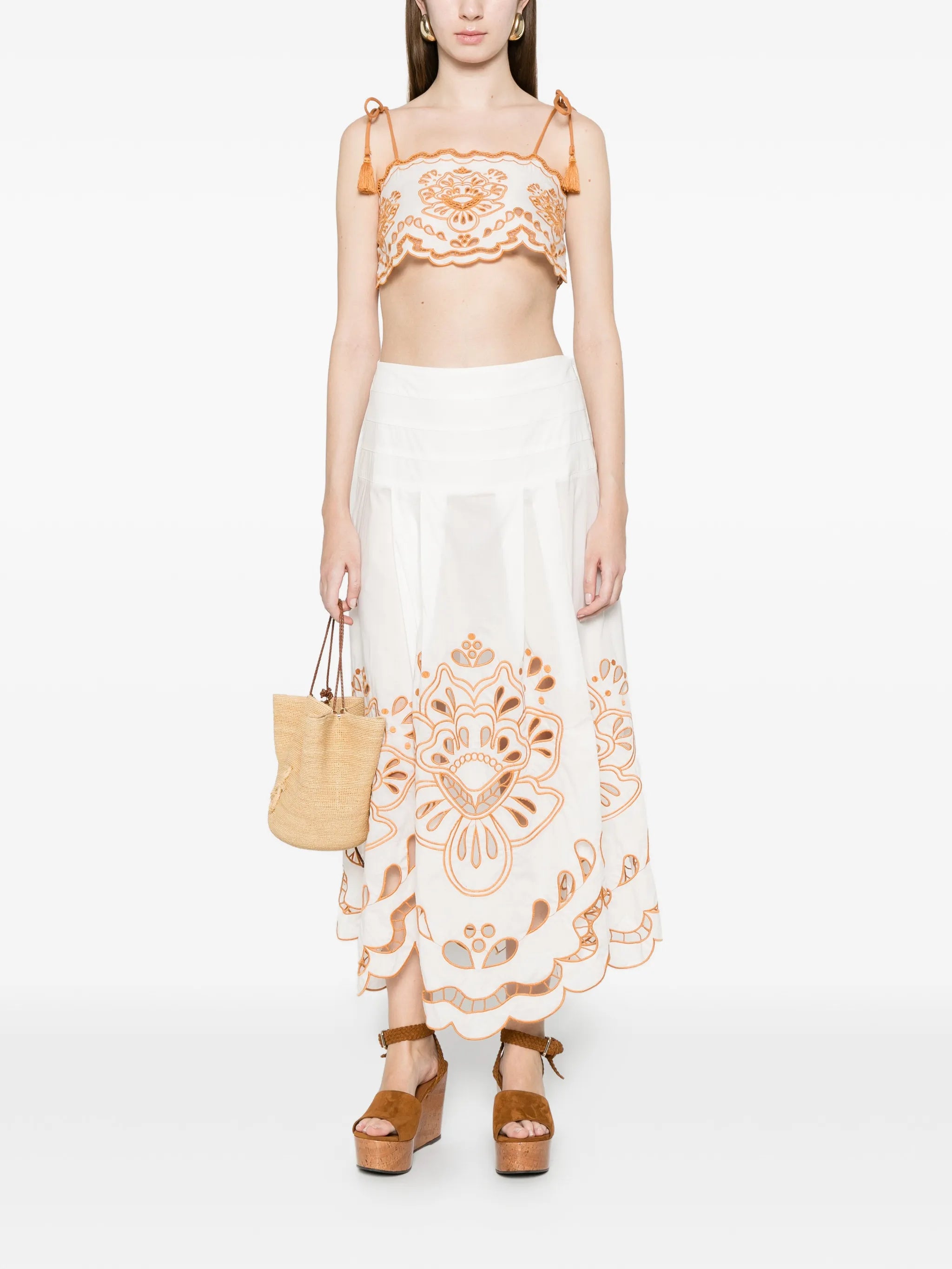 Tropi embroidered tassel-detail top