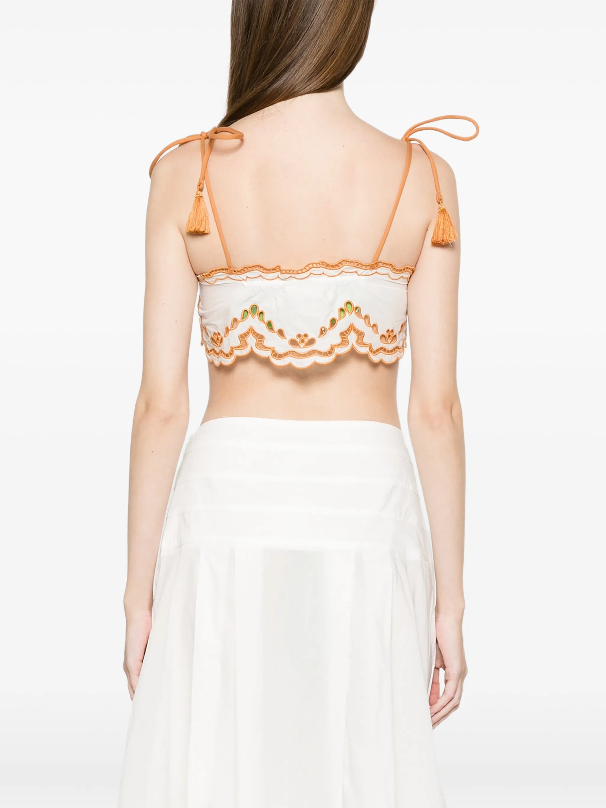 Tropi embroidered tassel-detail top