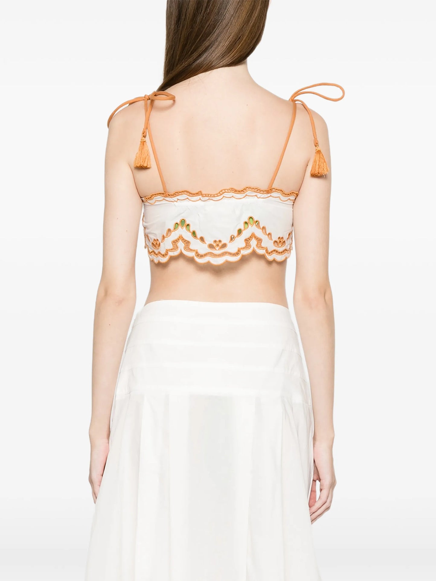 Tropi embroidered tassel-detail top