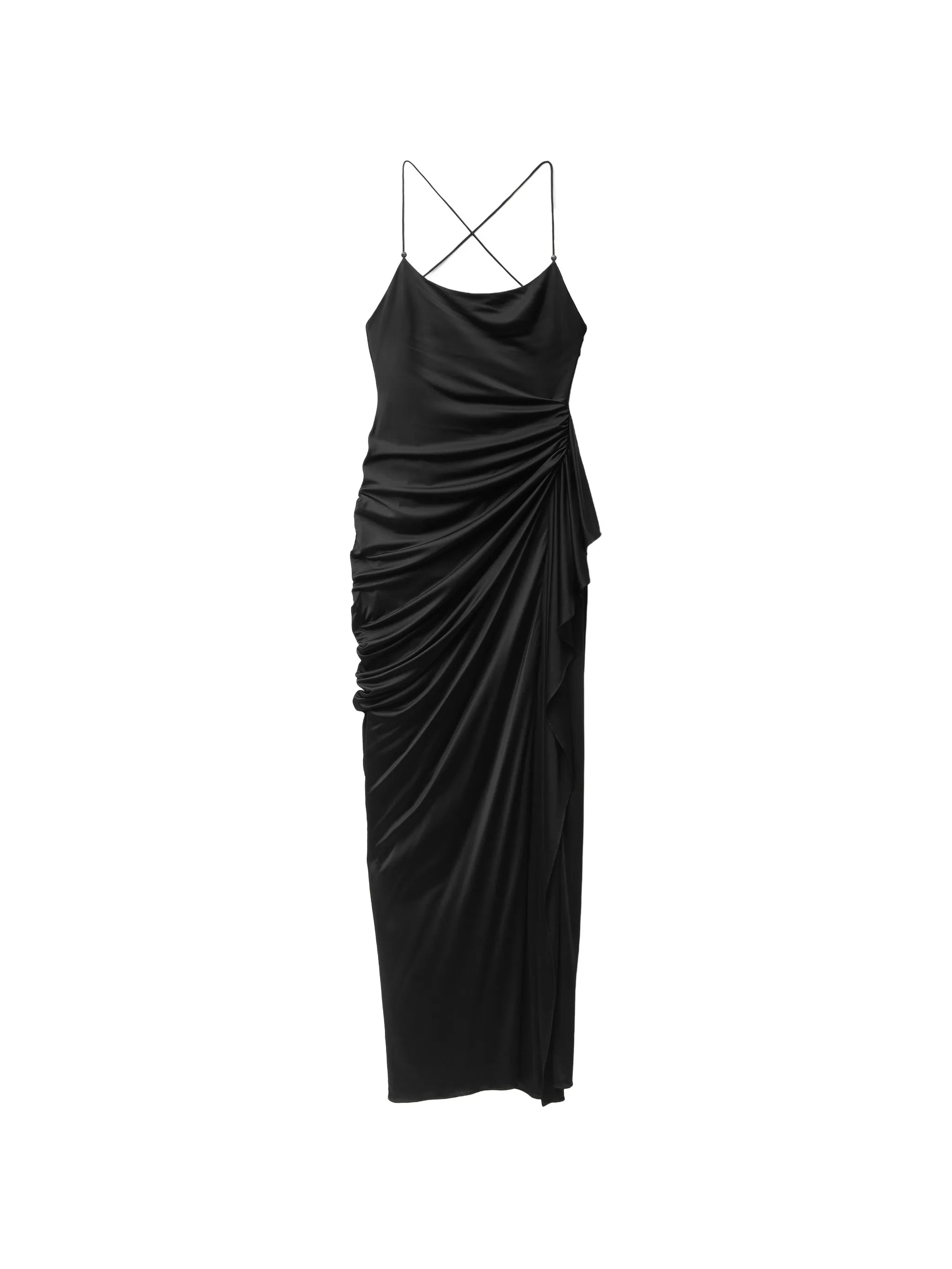 crossover strap ruched dress