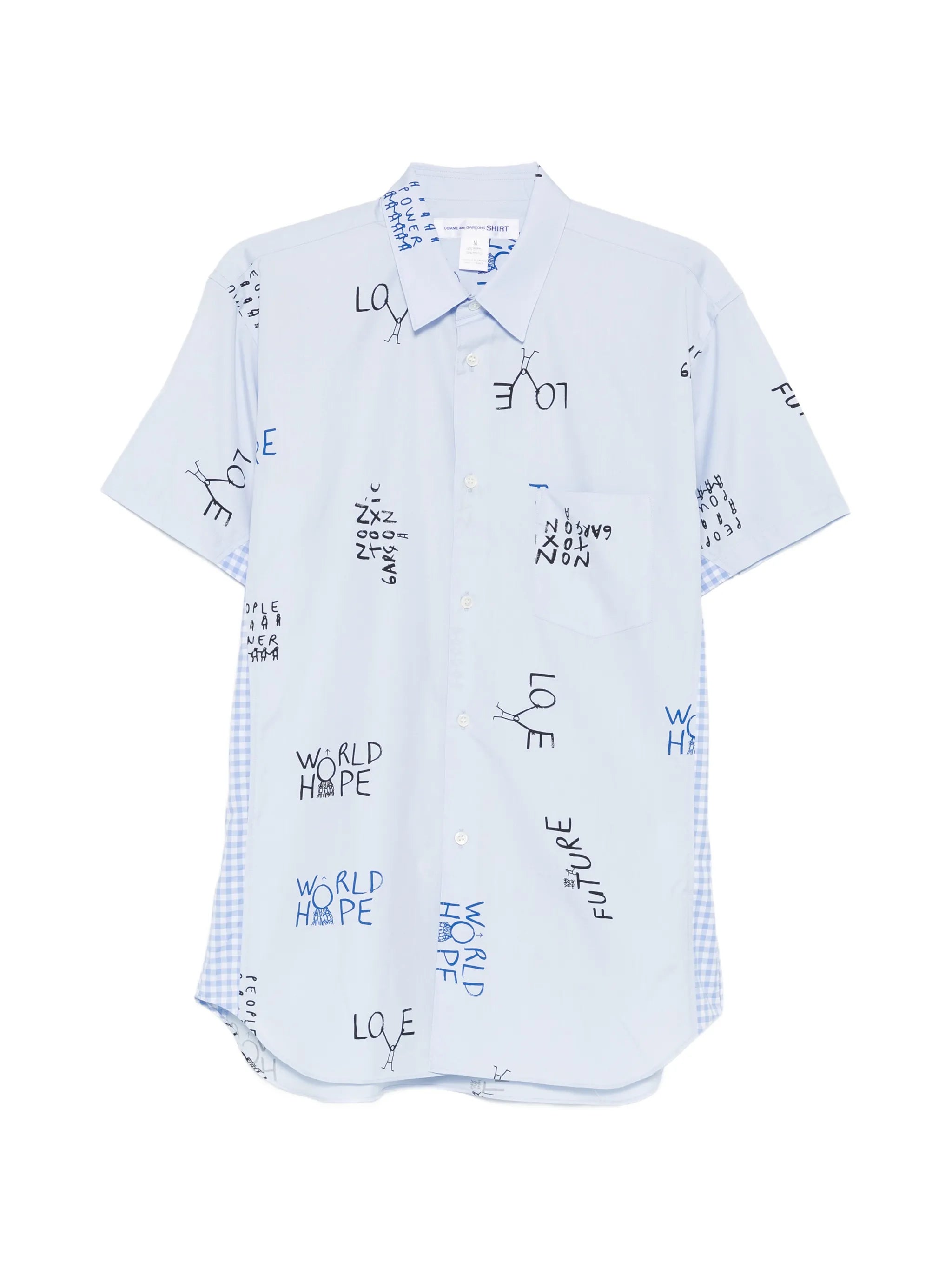 gingham-panel shirt