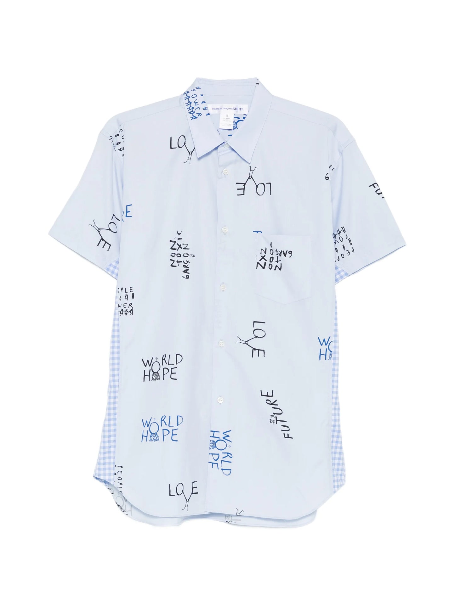 gingham-panel shirt