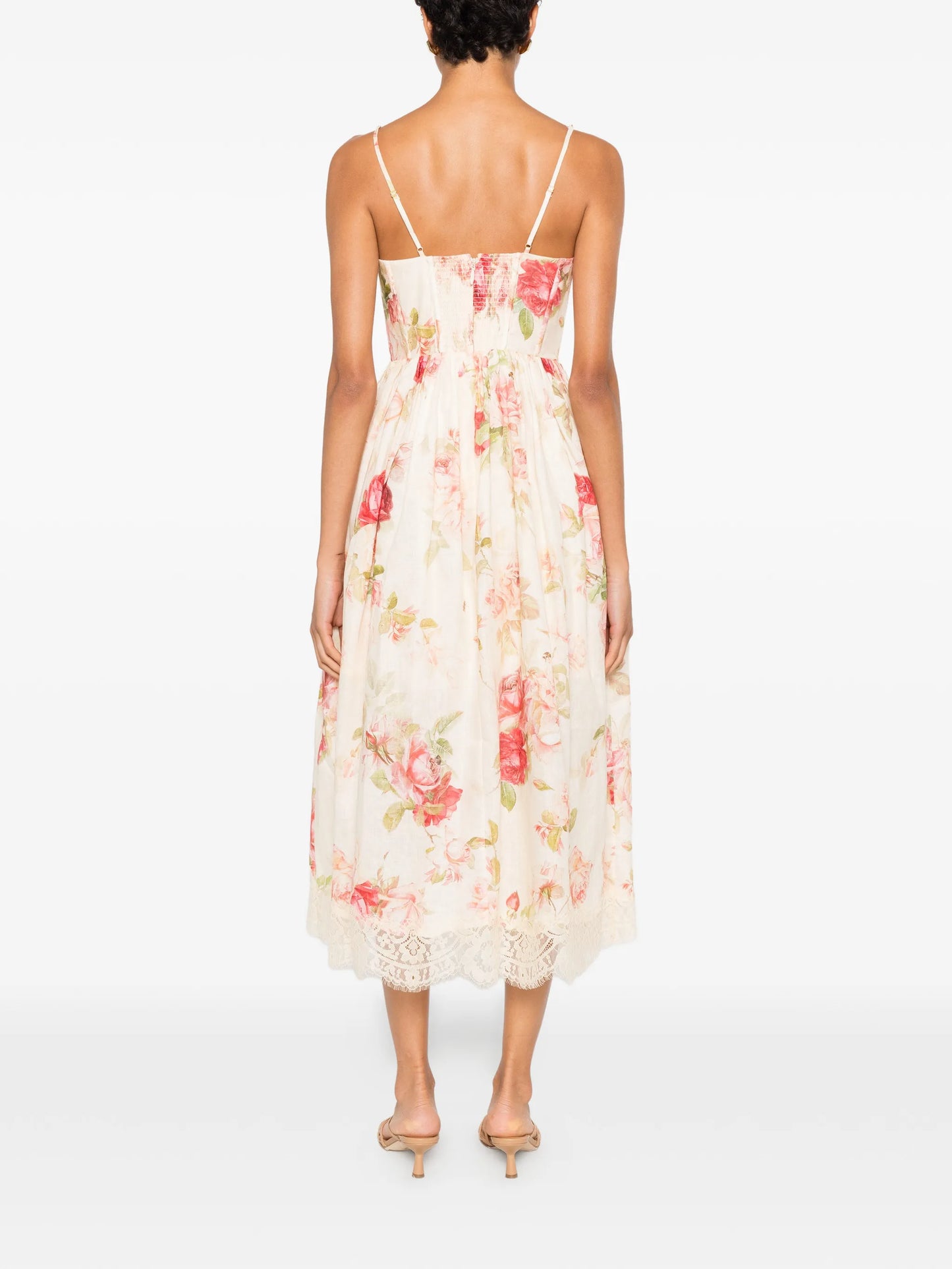 Roselight Picnic floral-print linen midi dress
