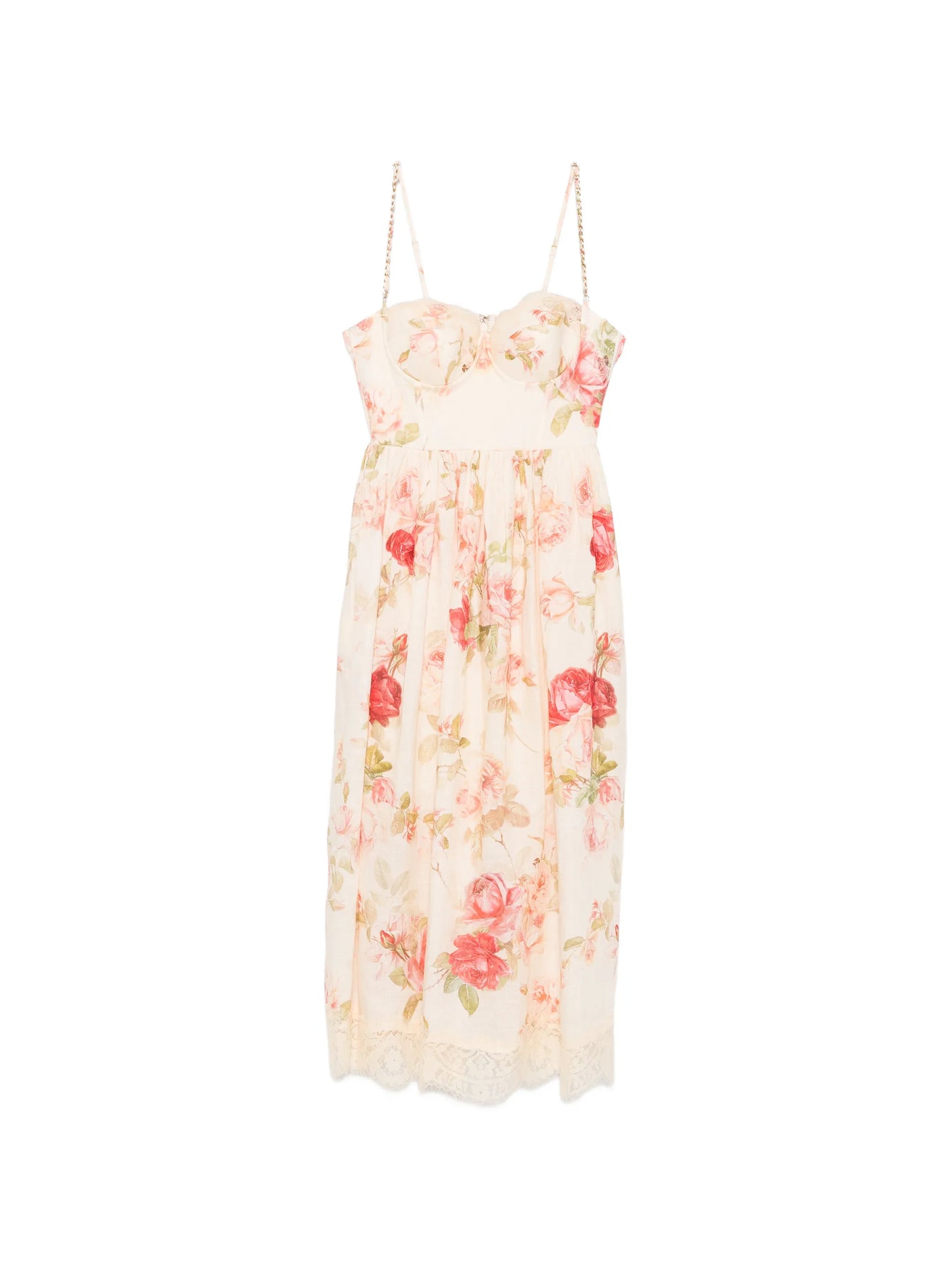 Roselight Picnic floral-print linen midi dress