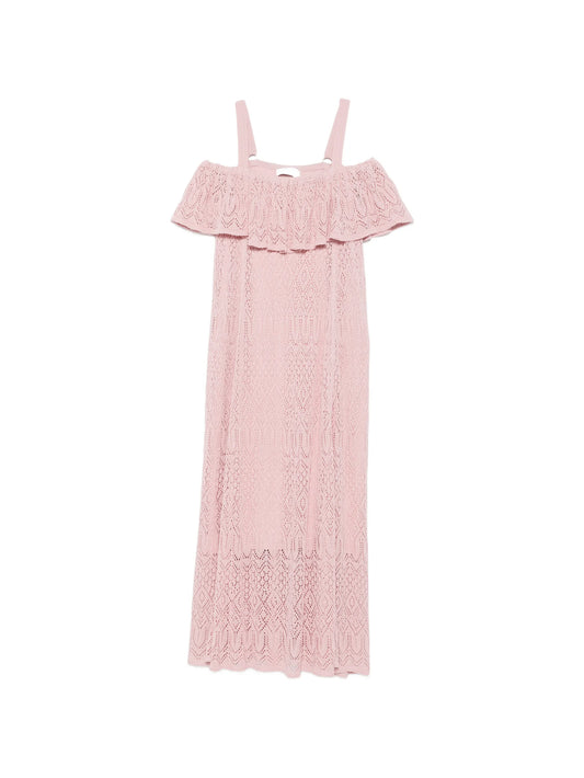 lace ruffled midi dress