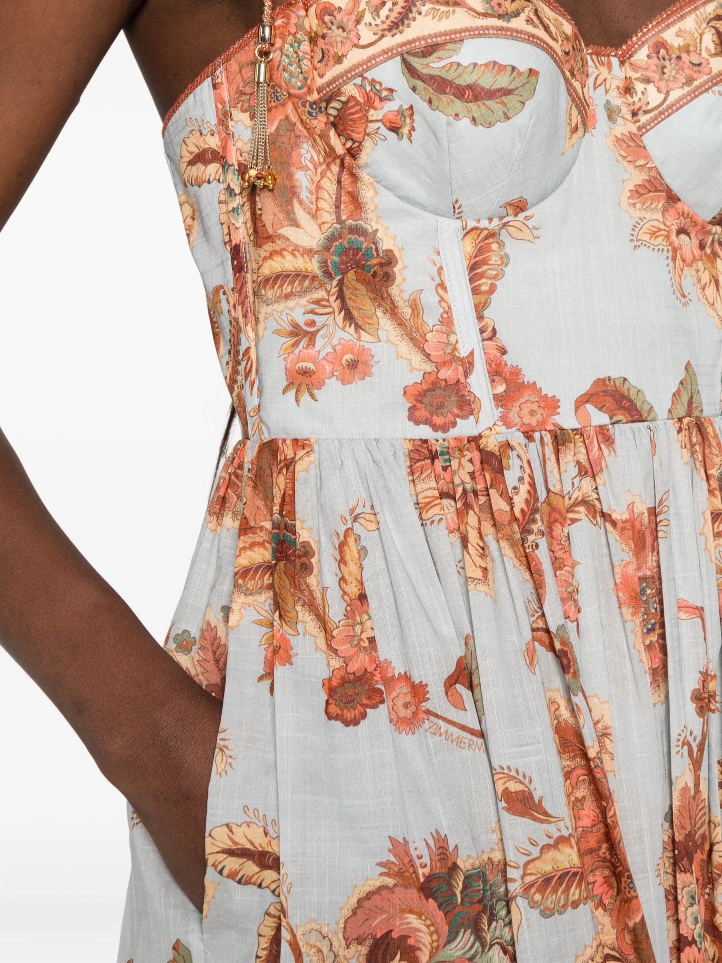 Aster floral-print corset midi dress