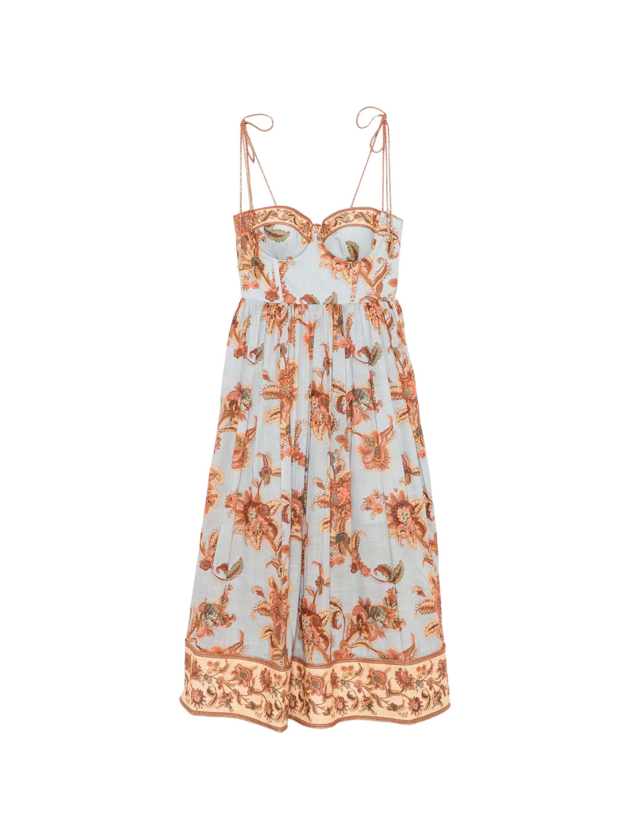Aster floral-print corset midi dress