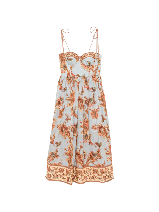 Aster floral-print corset midi dress