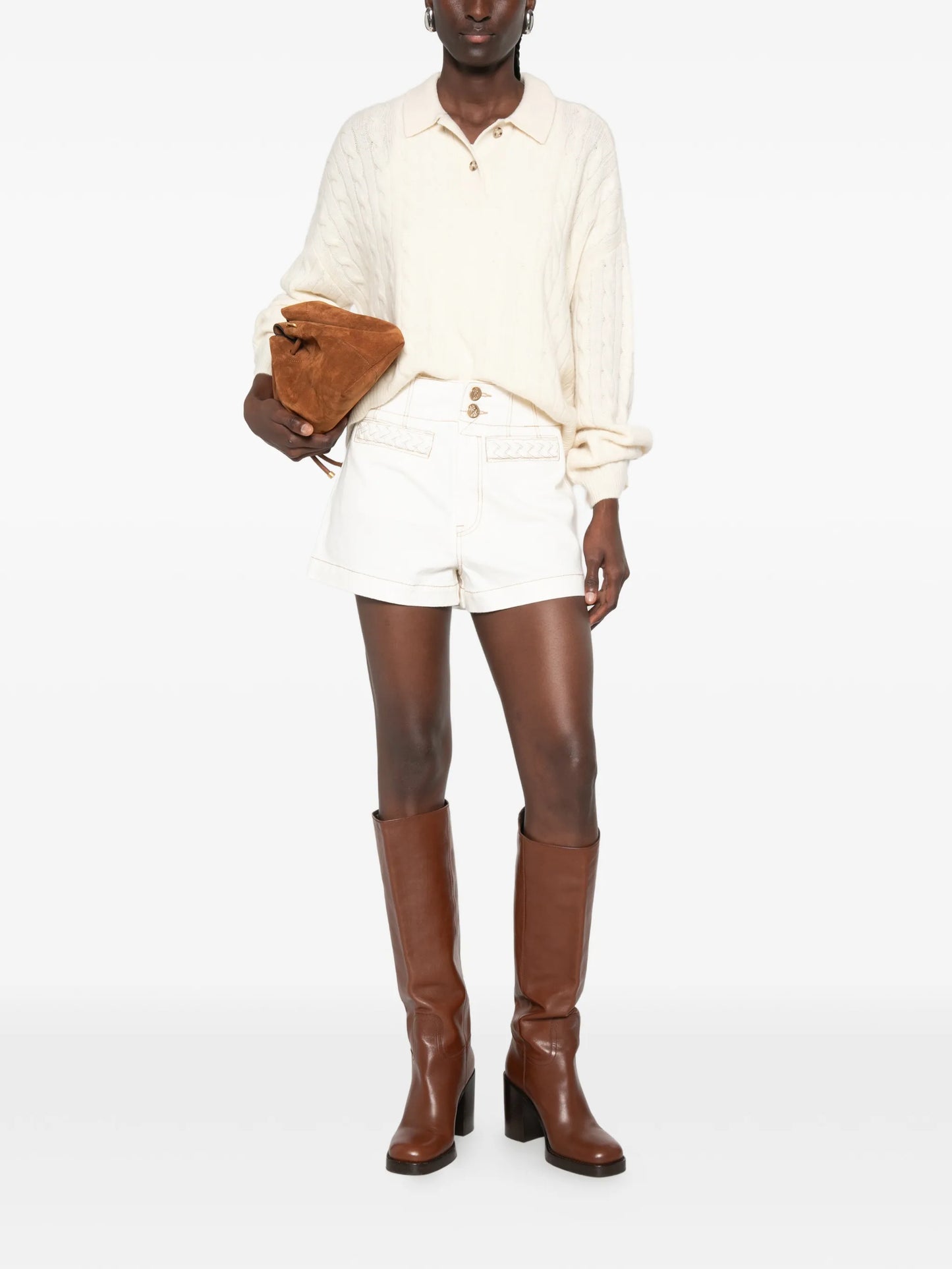 Roselight braided-trim shorts