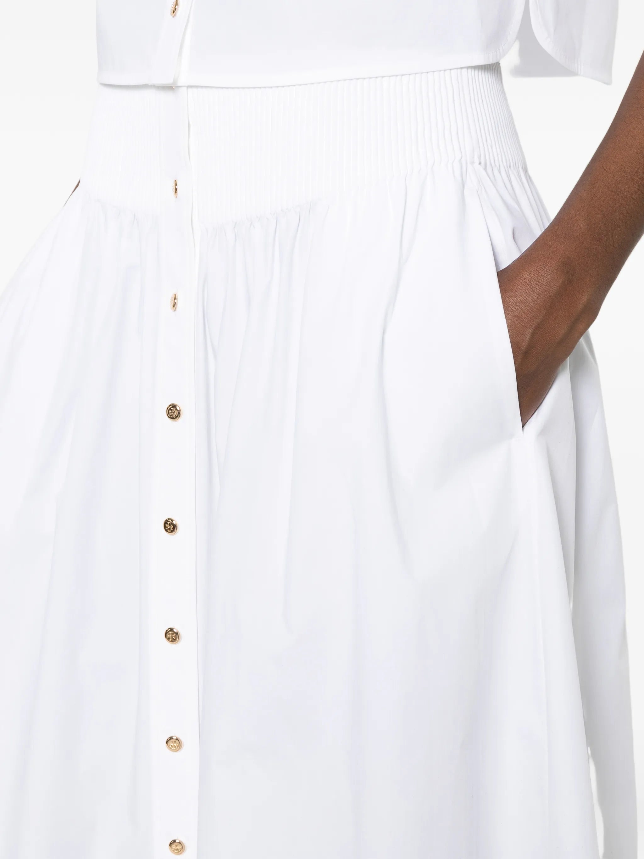 Romy smocked-waist skirt