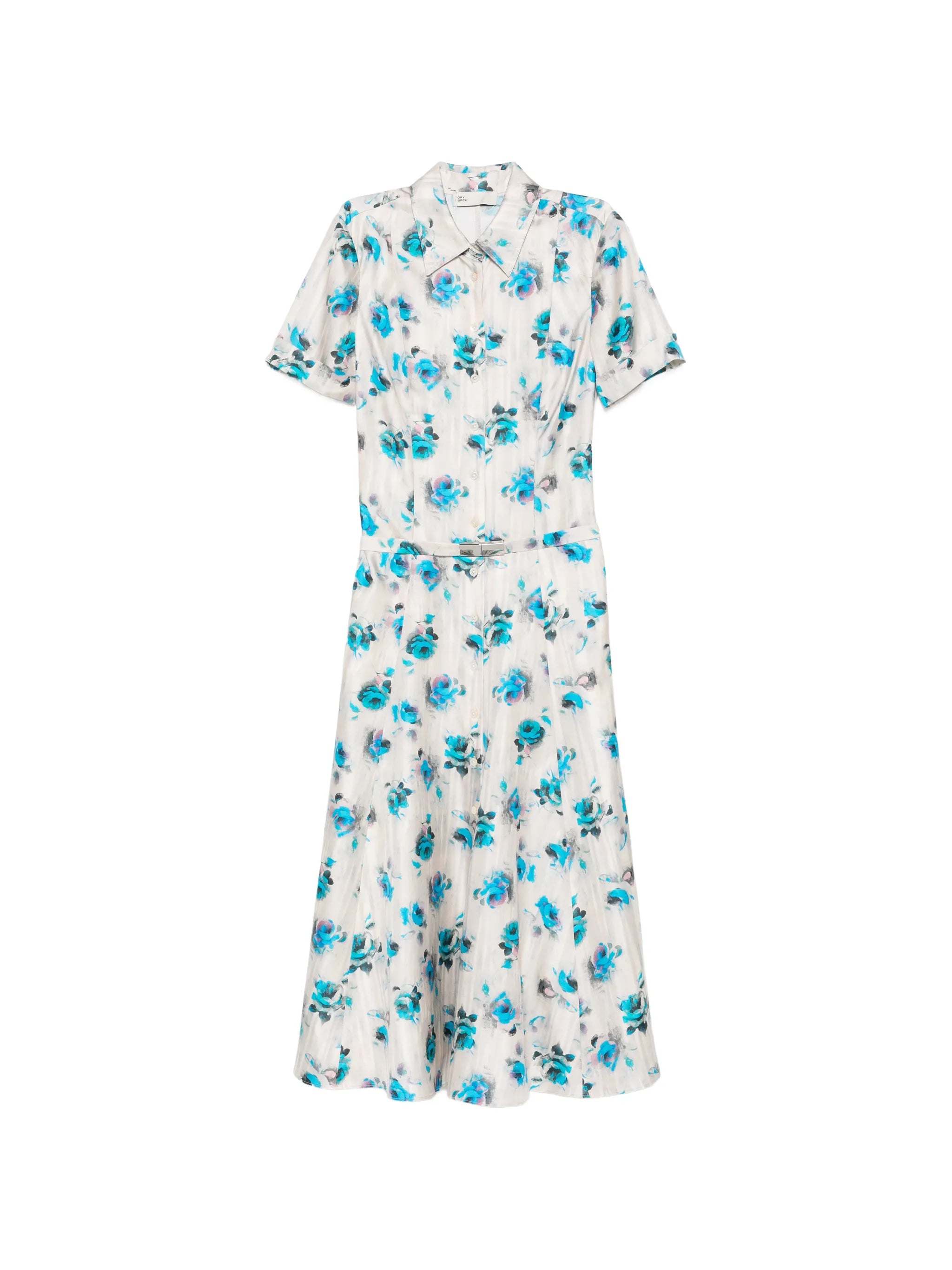 floral-print flared shirt dress