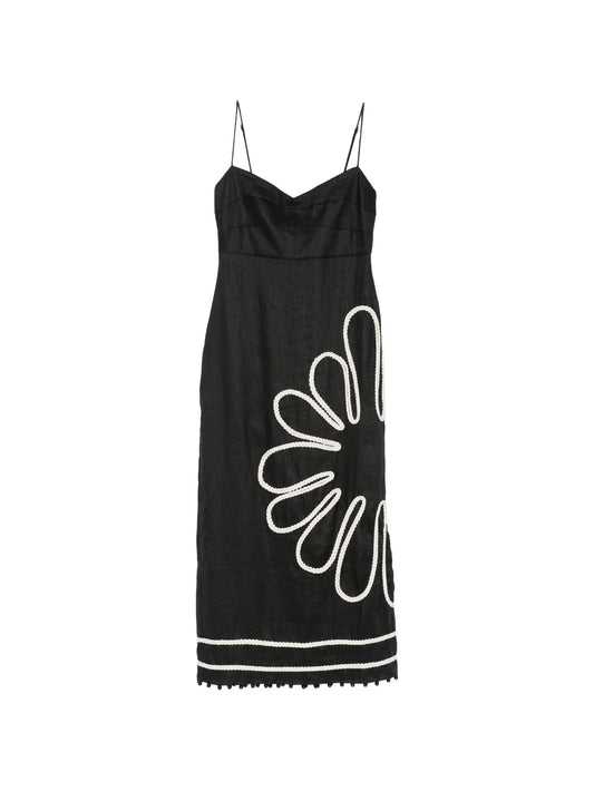 Paloma braided-trim midi dress