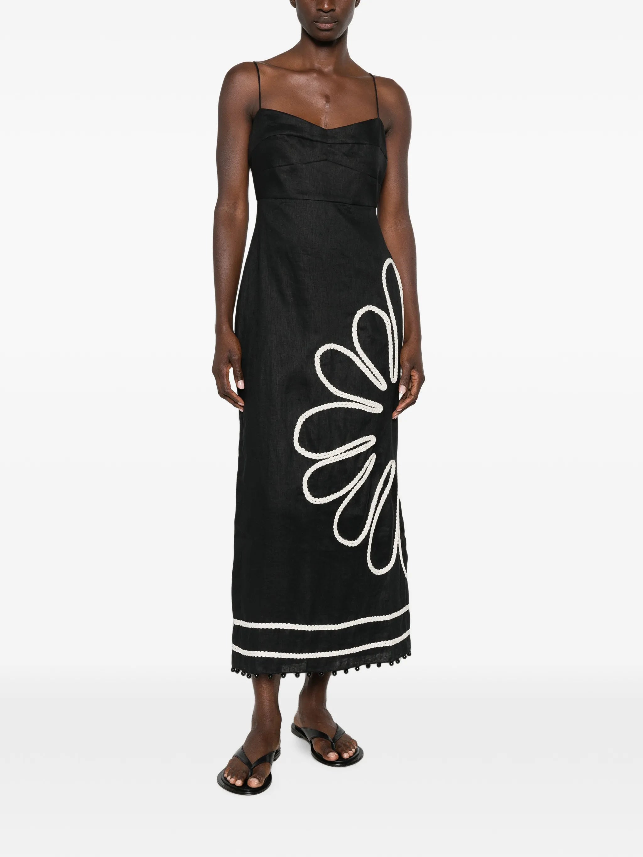 Paloma braided-trim midi dress