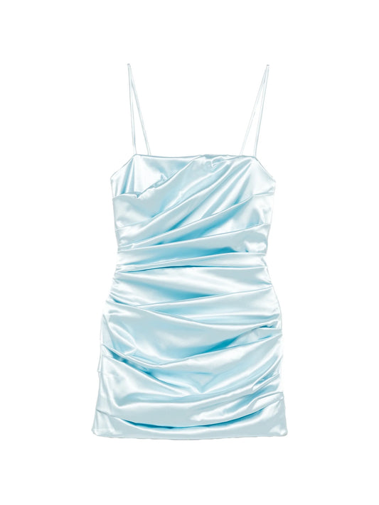 gathered strappy mini dress