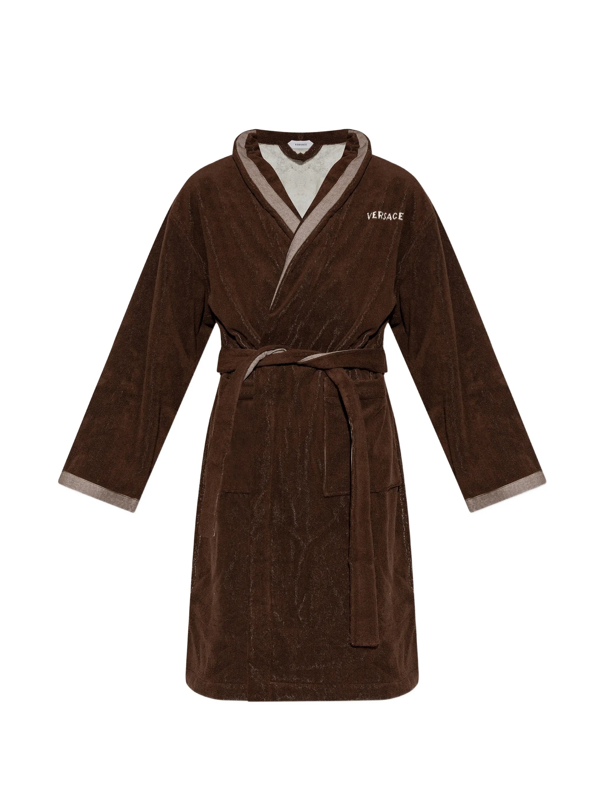 embroidered-graphic cotton bathrobe