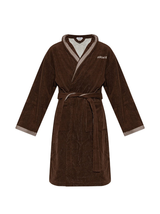 embroidered-graphic cotton bathrobe