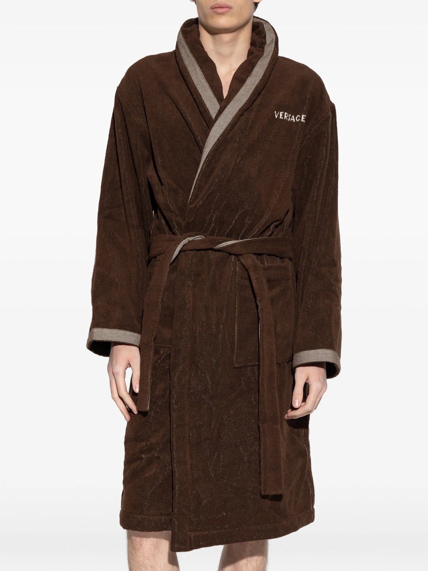 embroidered-graphic cotton bathrobe