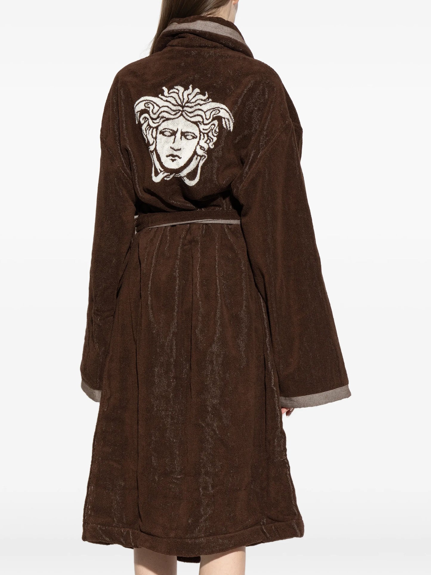 embroidered-graphic cotton bathrobe