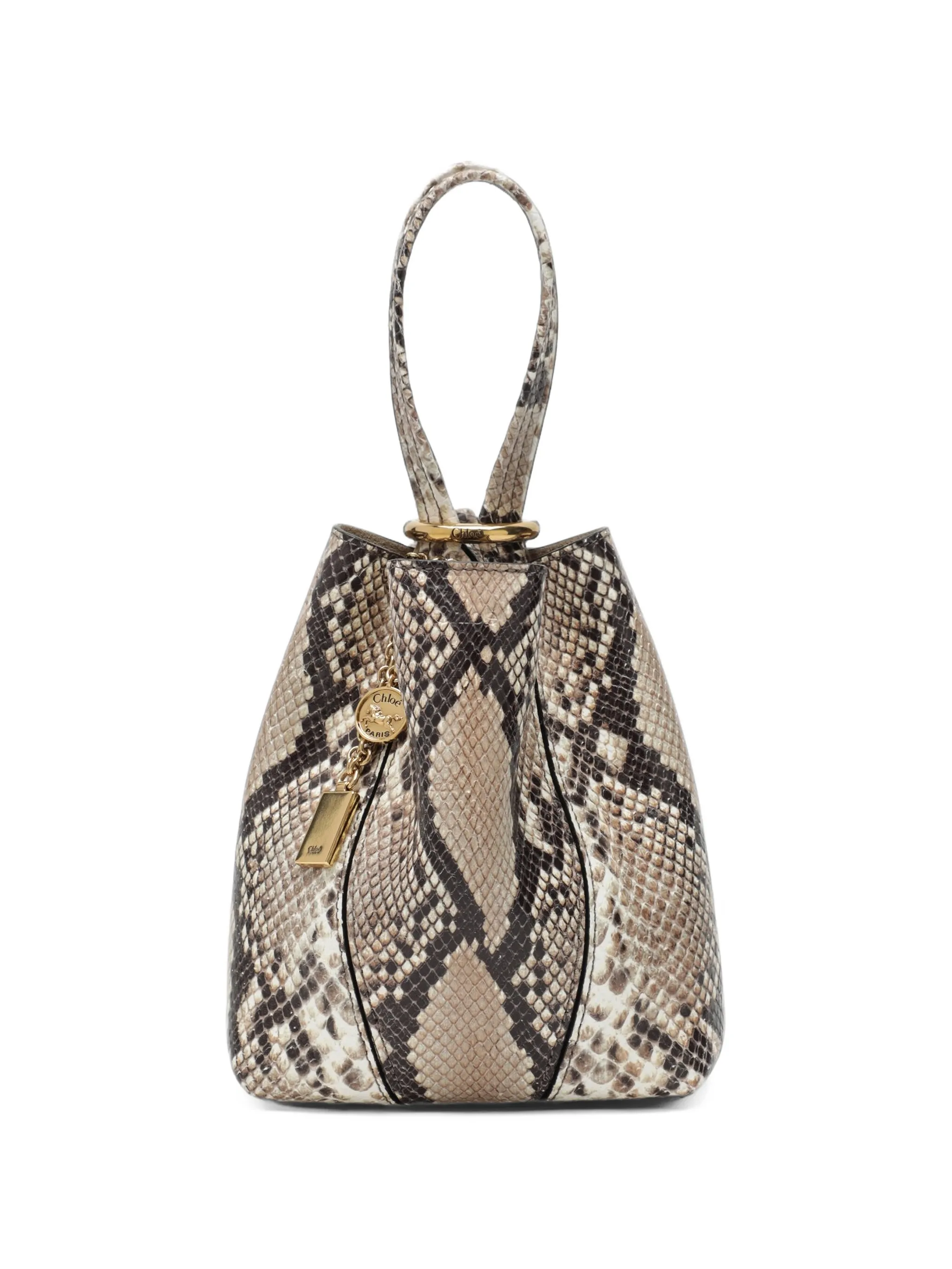 small Chloé Spin tote bag in python-effect leather