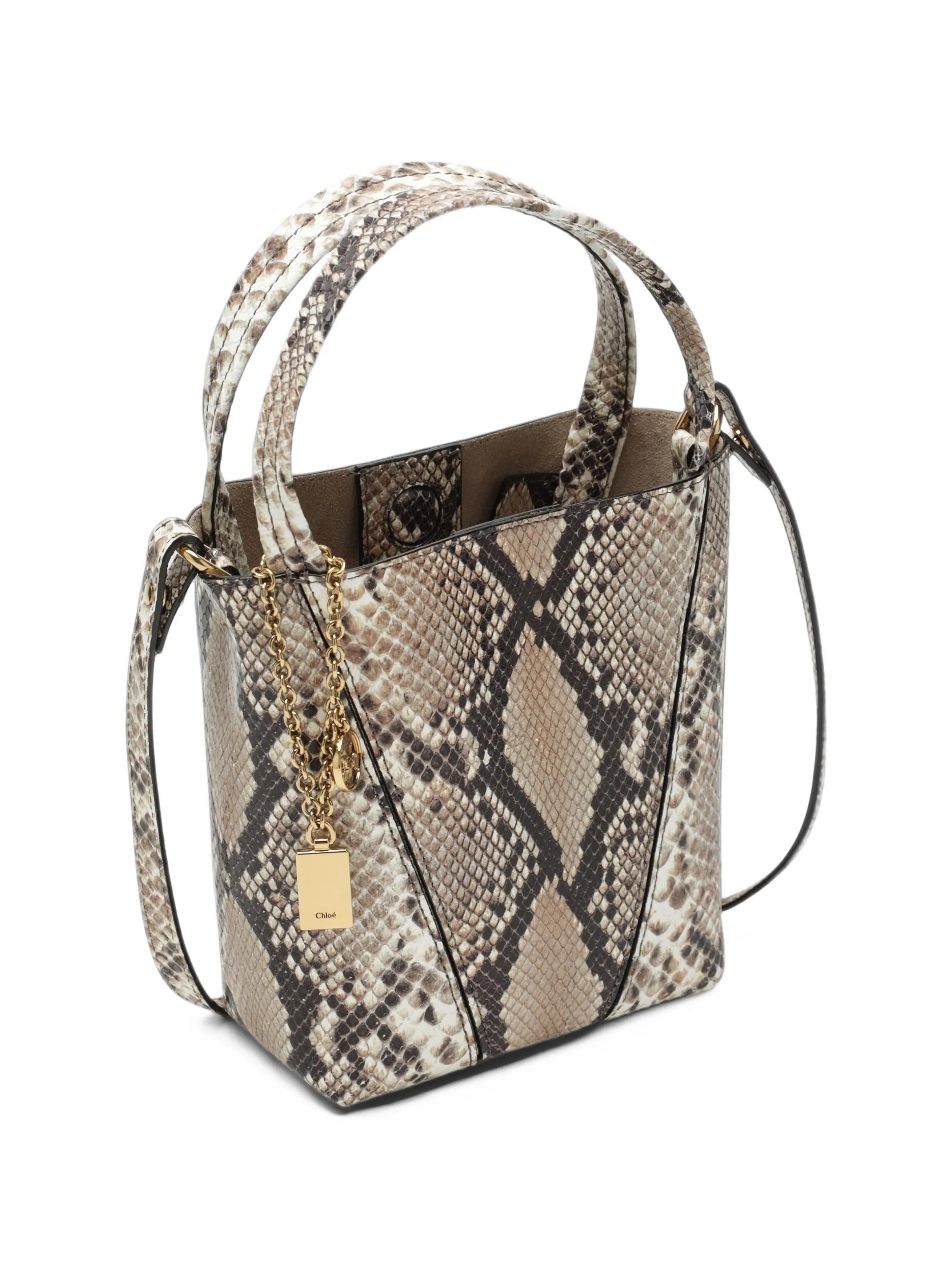 small Chloé Spin tote bag in python-effect leather