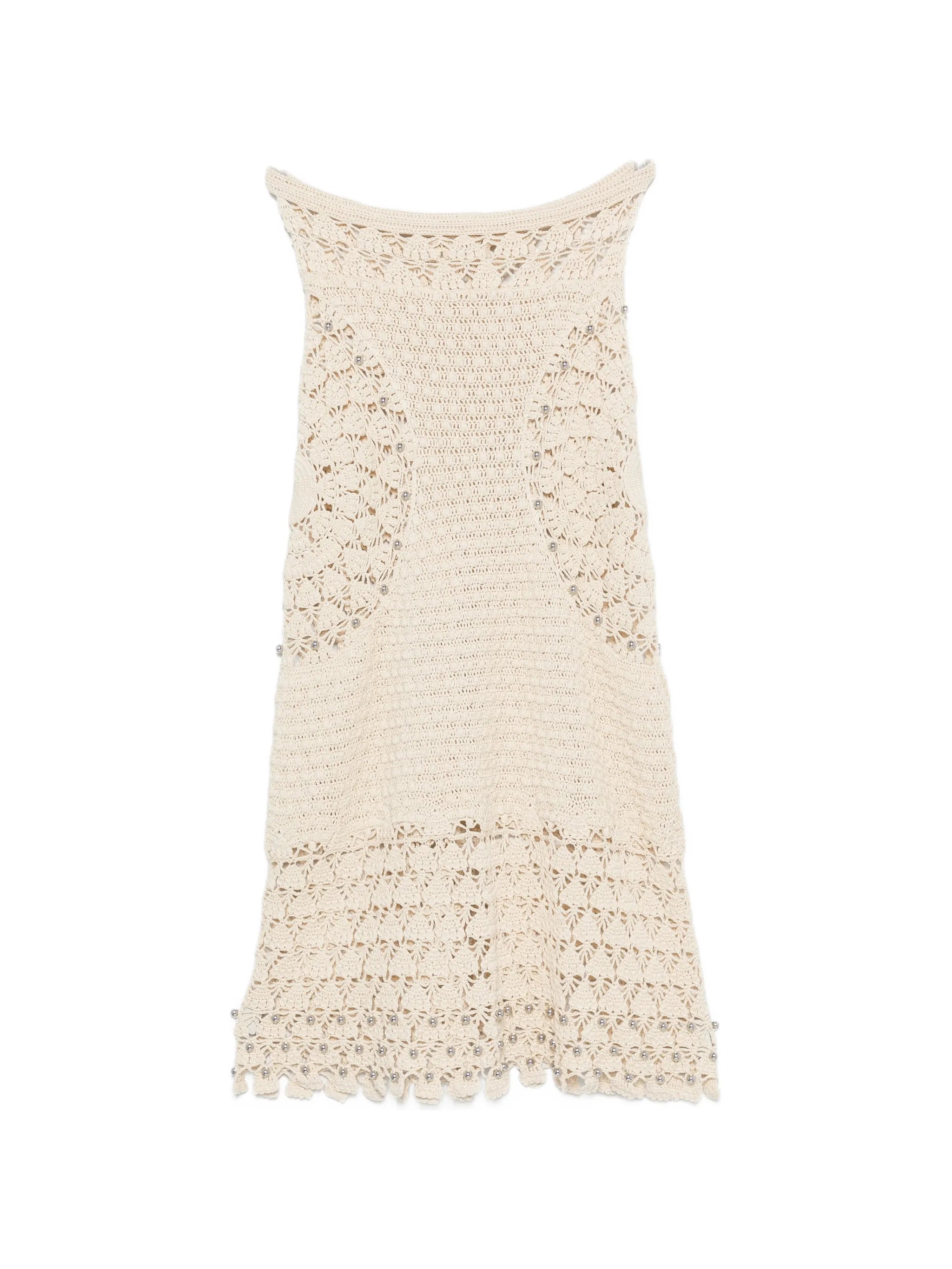 crochet-fabric bead-embellished maxi skirt