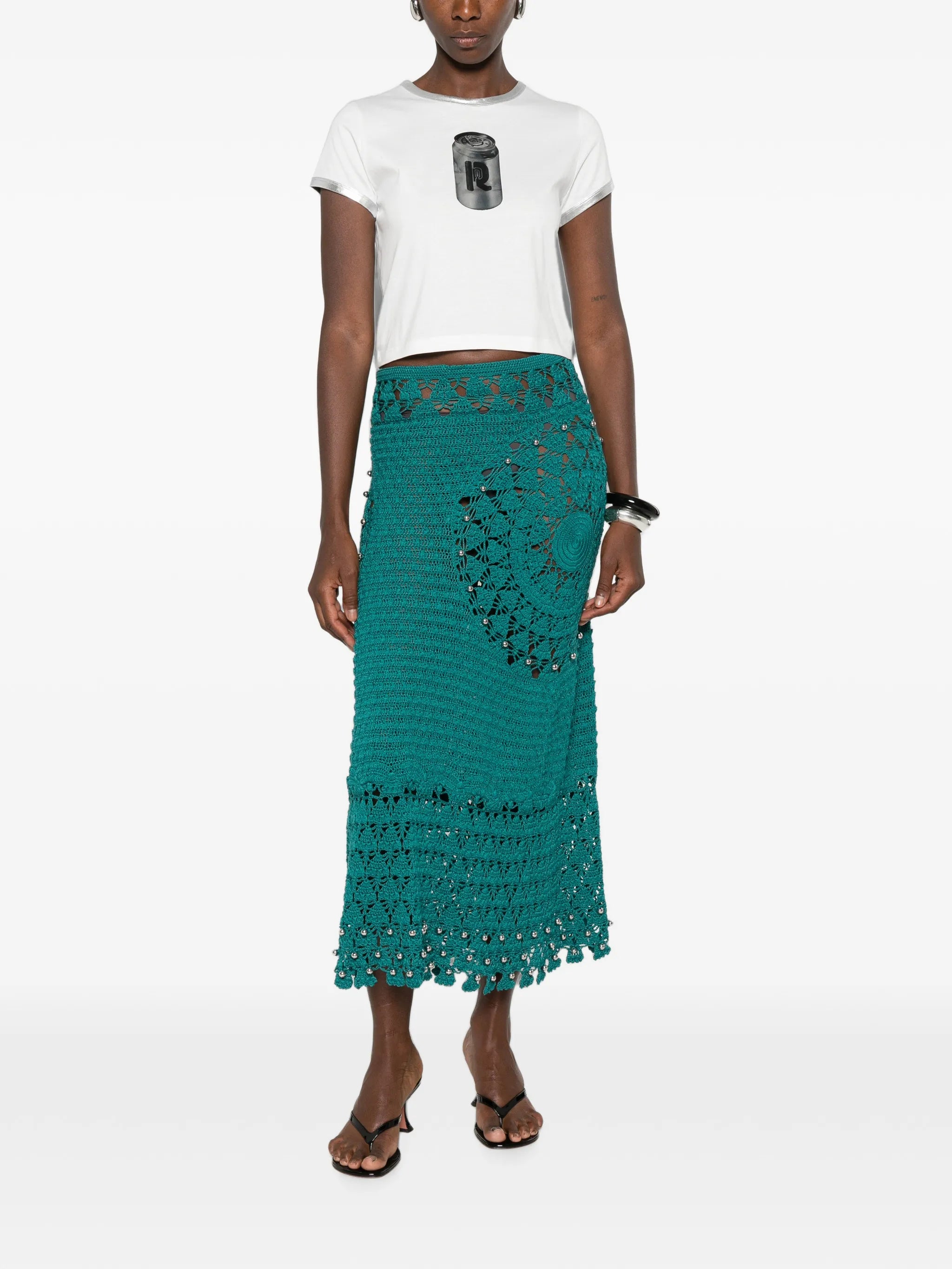 bead-embellished midi skirt