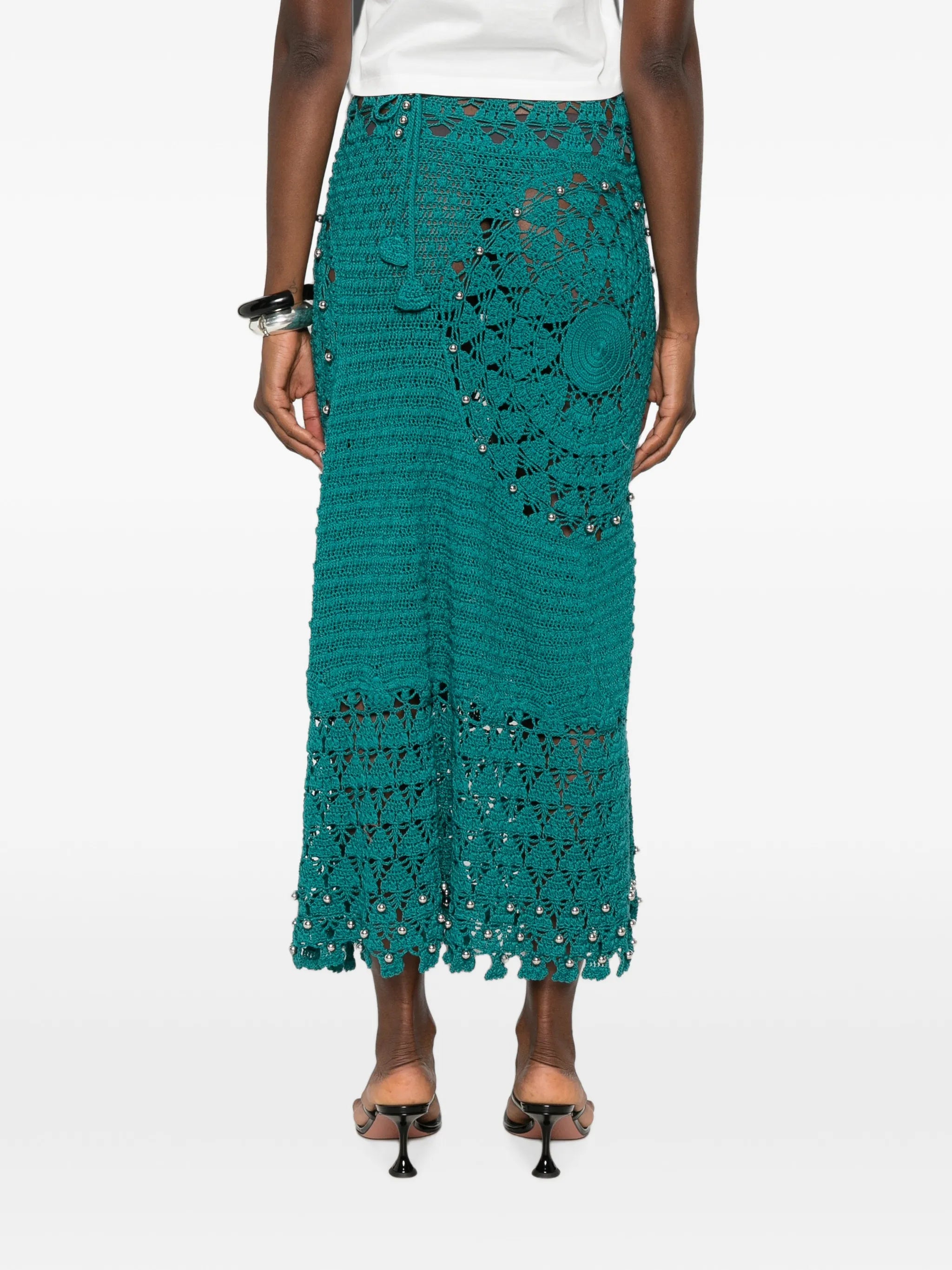bead-embellished midi skirt