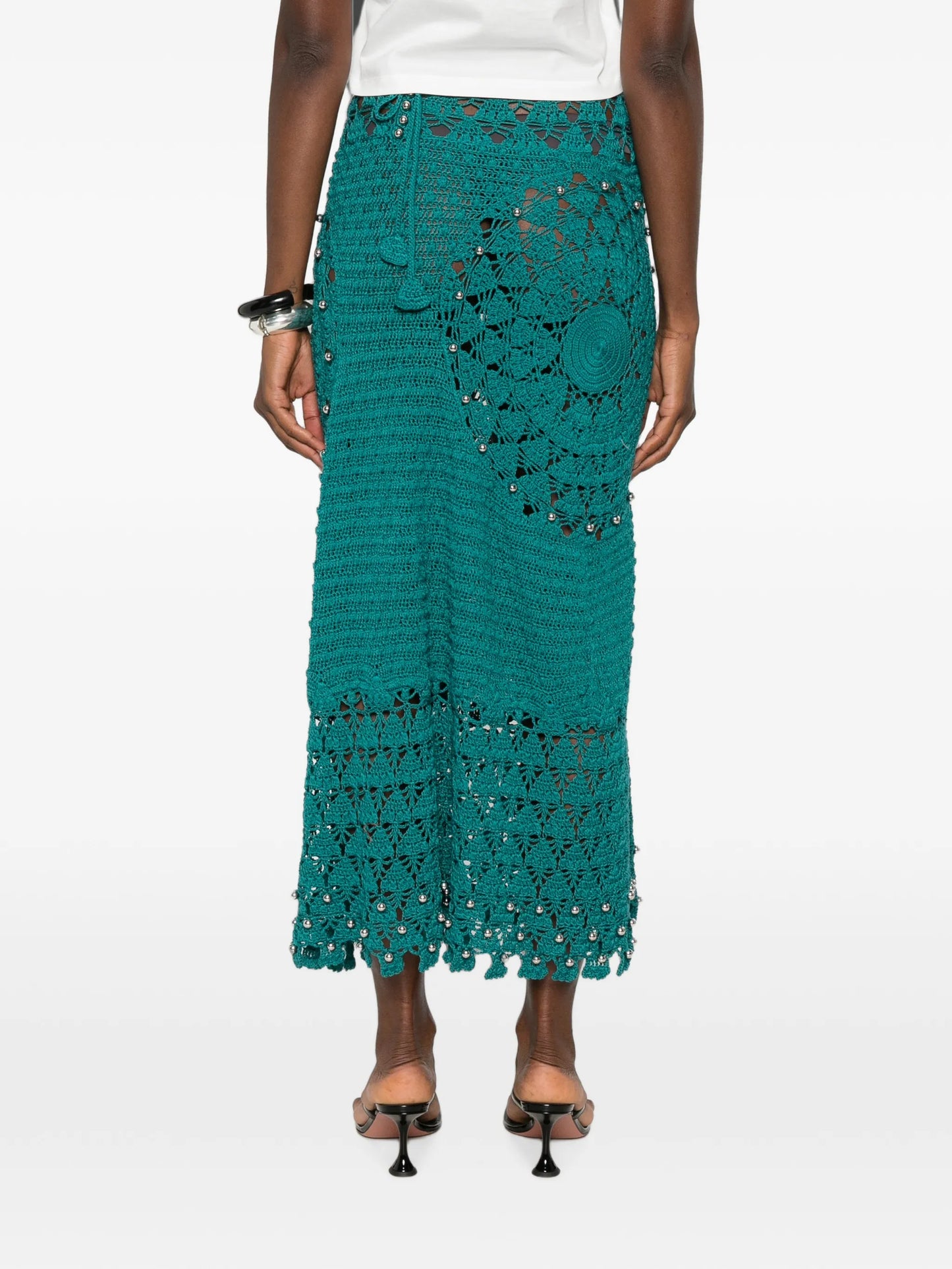 bead-embellished midi skirt