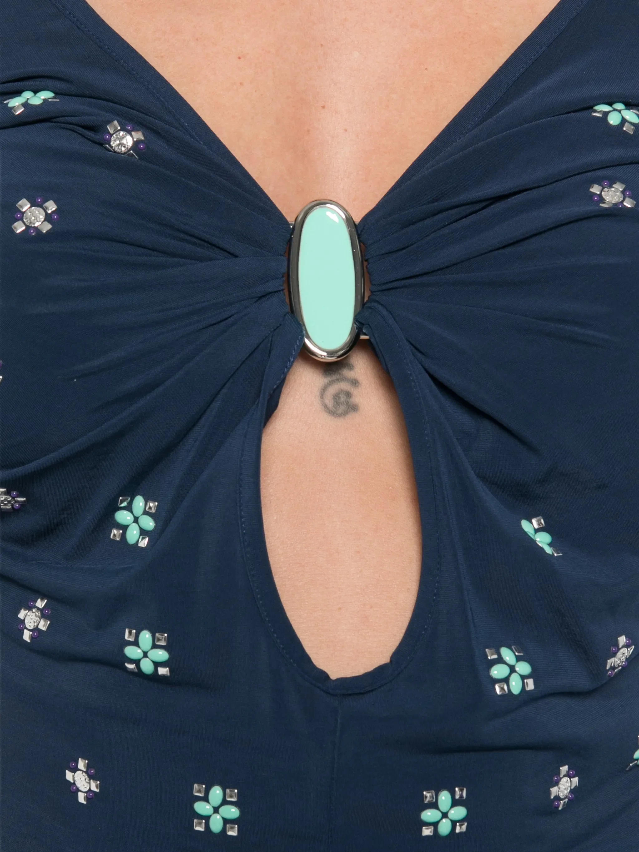 embellished keyhole T-shirt