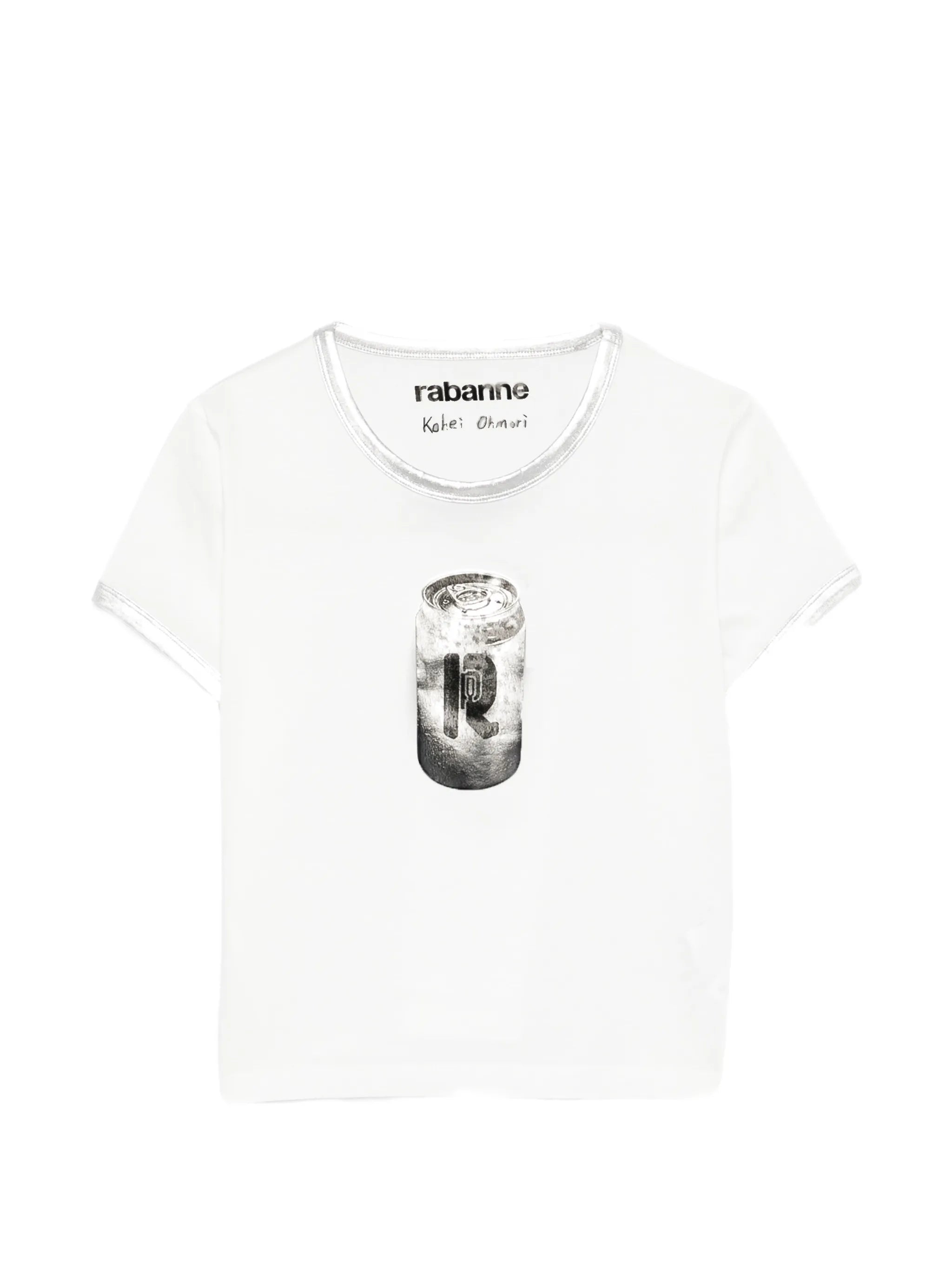 graphic-print metallic-trim cropped T-shirt
