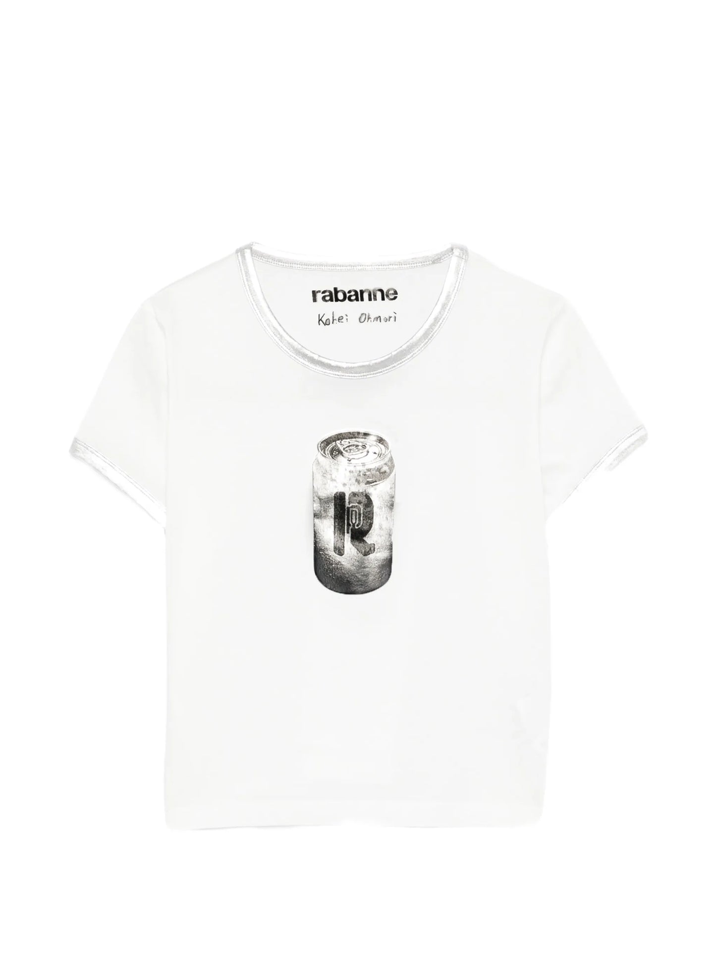 graphic-print metallic-trim cropped T-shirt