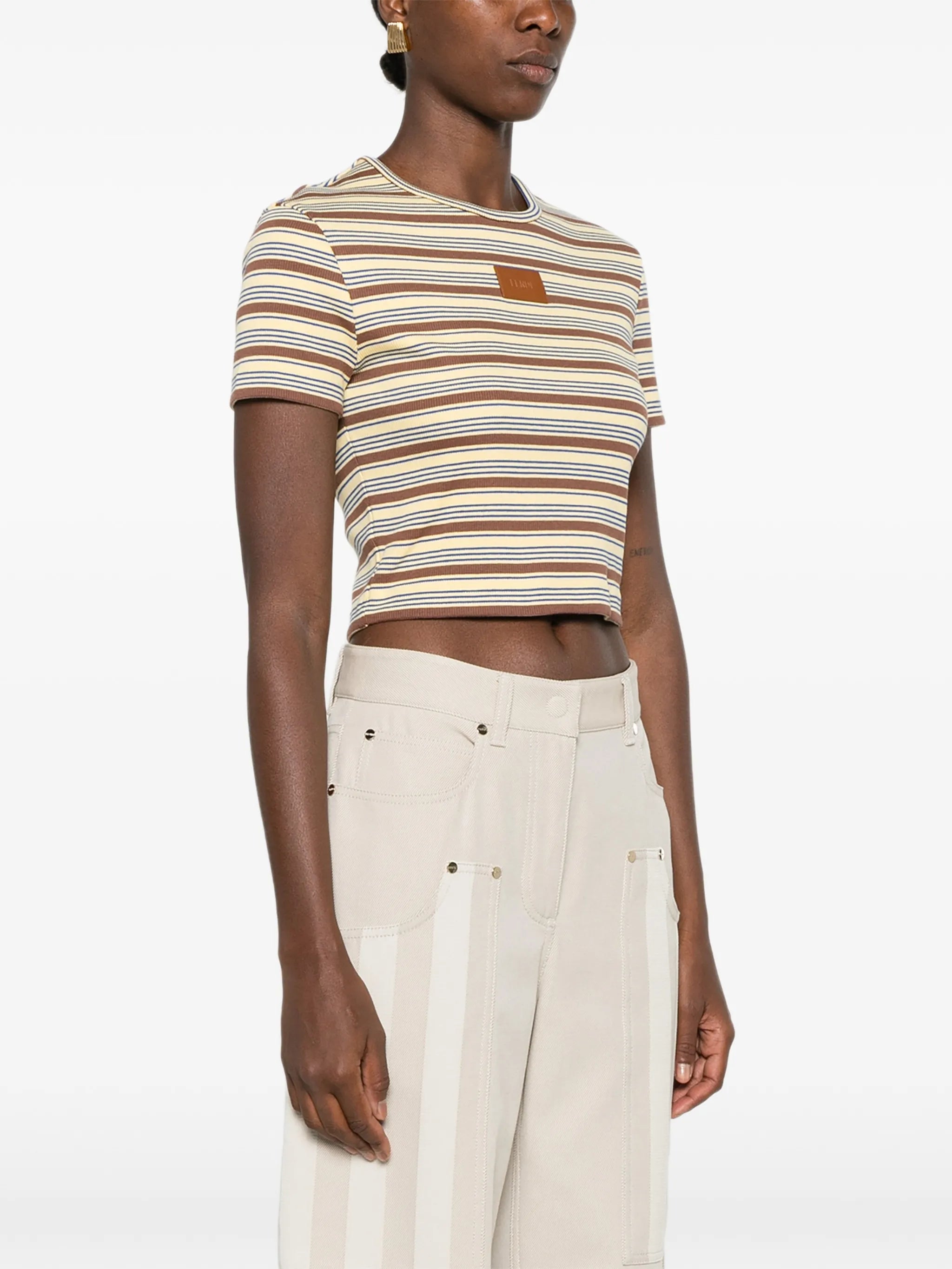 striped logo-patch T-shirt