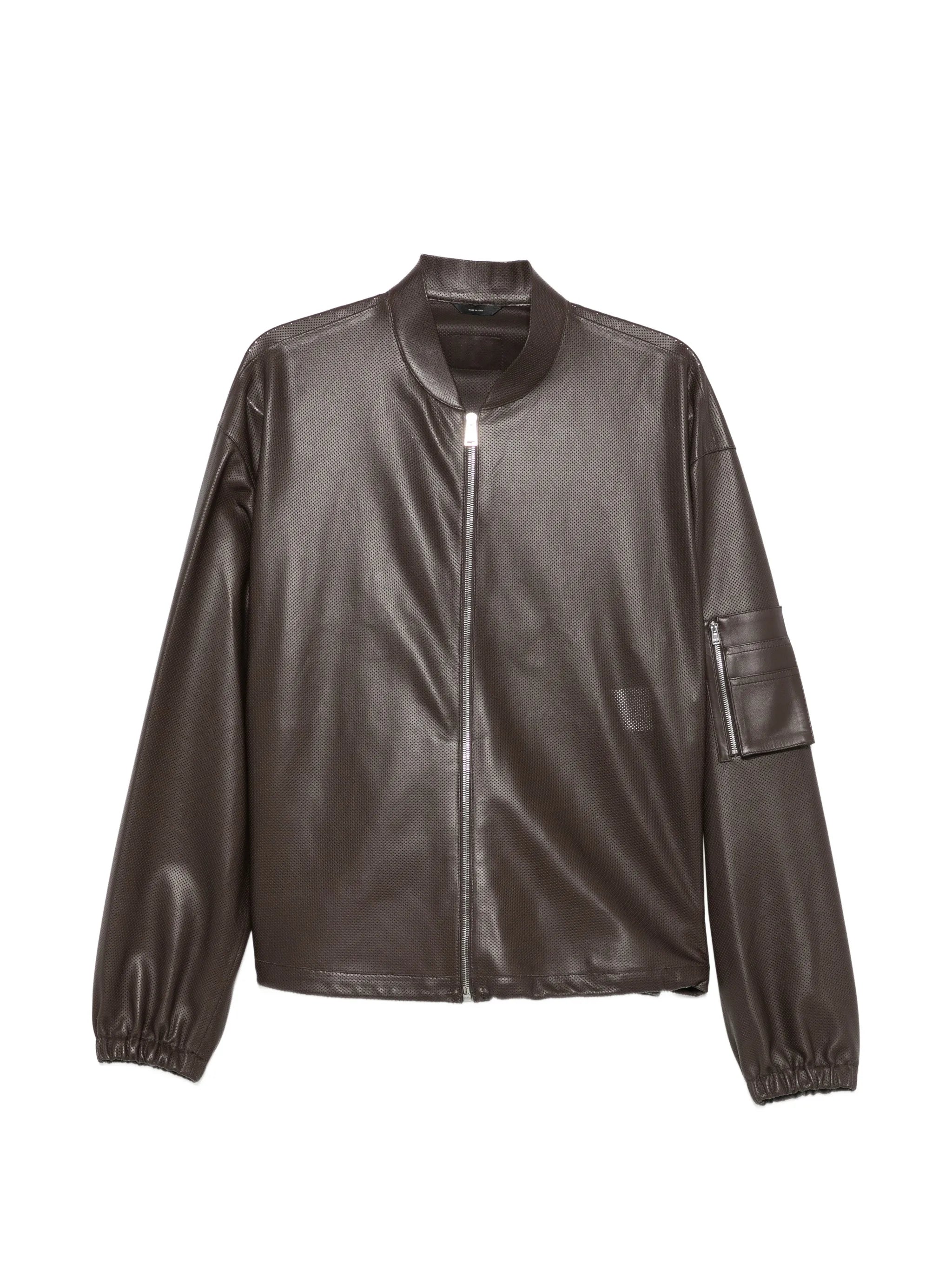 perforated-leather blouson jacket
