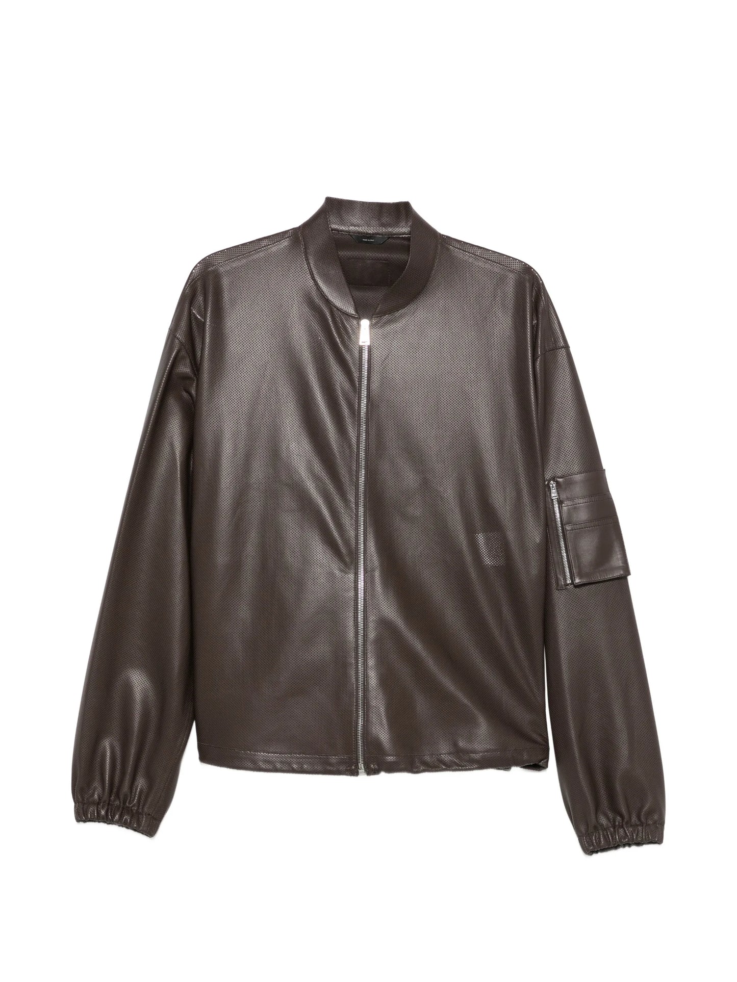 perforated-leather blouson jacket