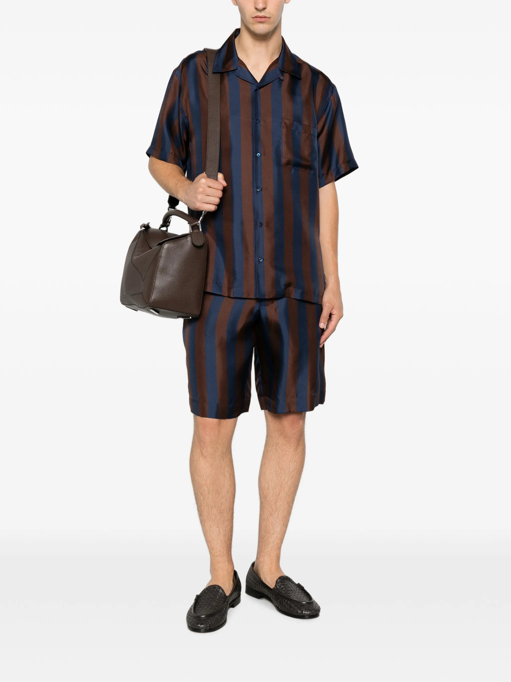 striped silk shorts
