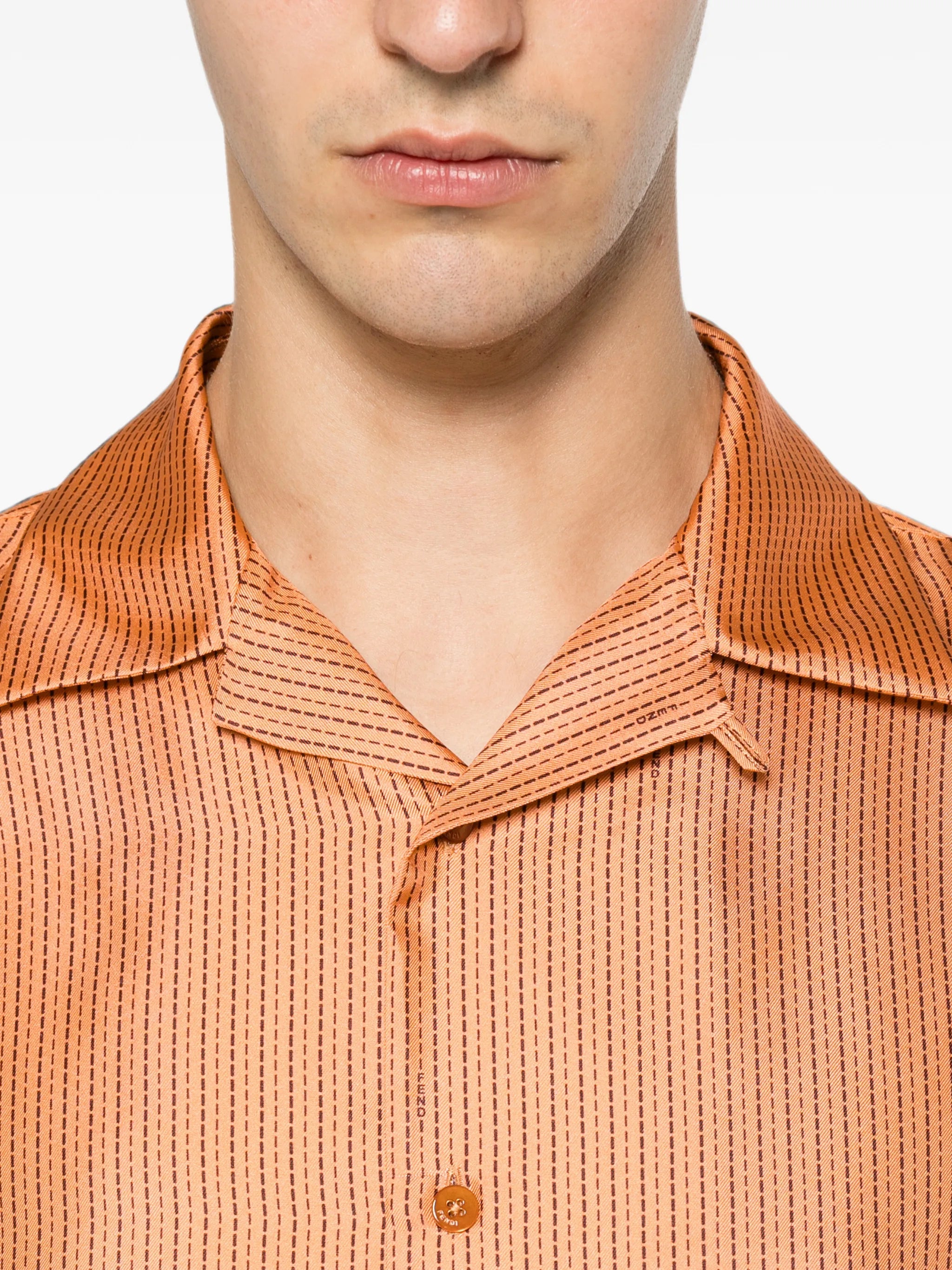 logo-stripe silk shirt