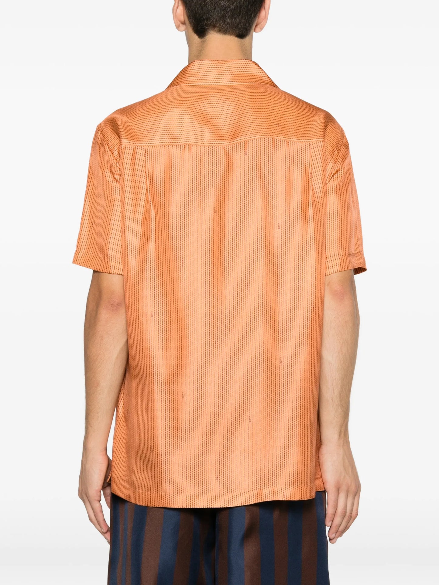 logo-stripe silk shirt