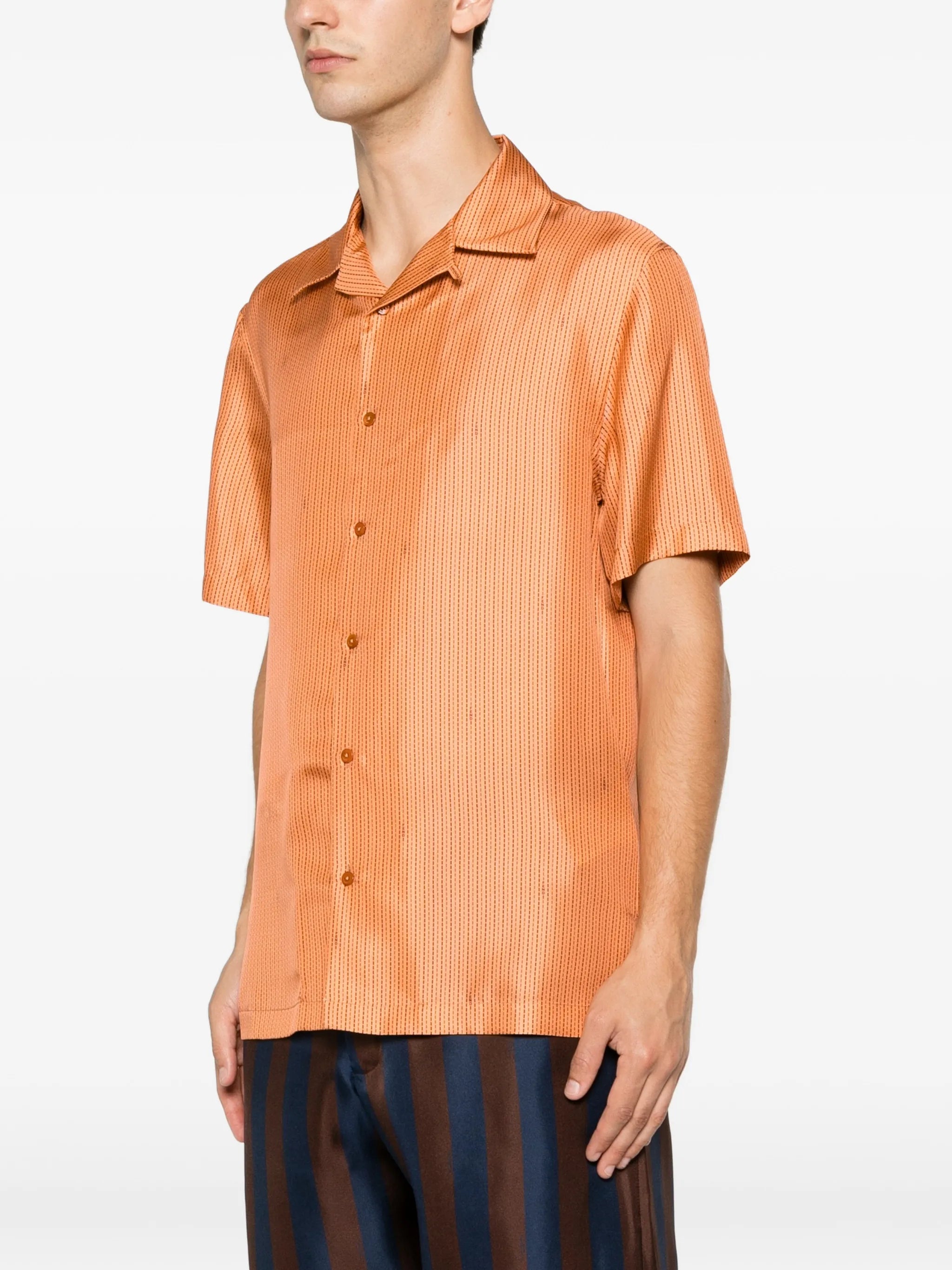 logo-stripe silk shirt