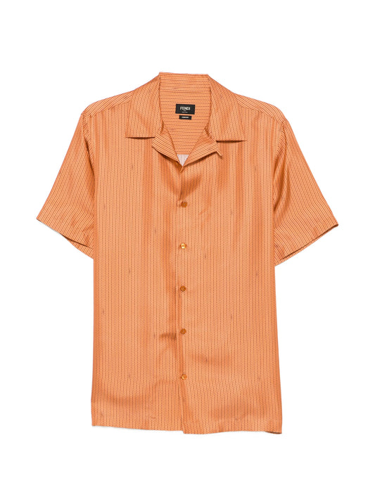 logo-stripe silk shirt