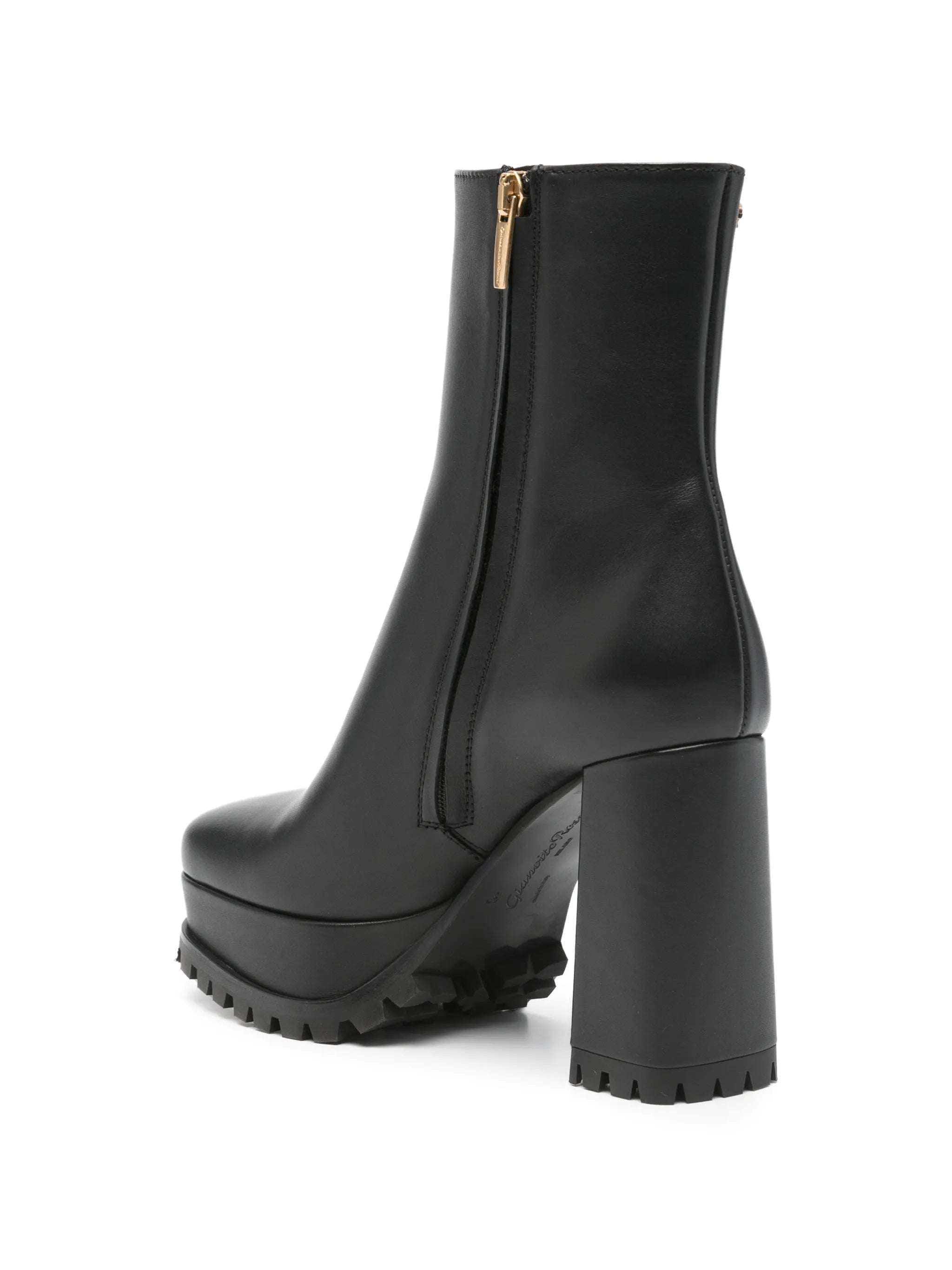 block-heel leather ankle boots