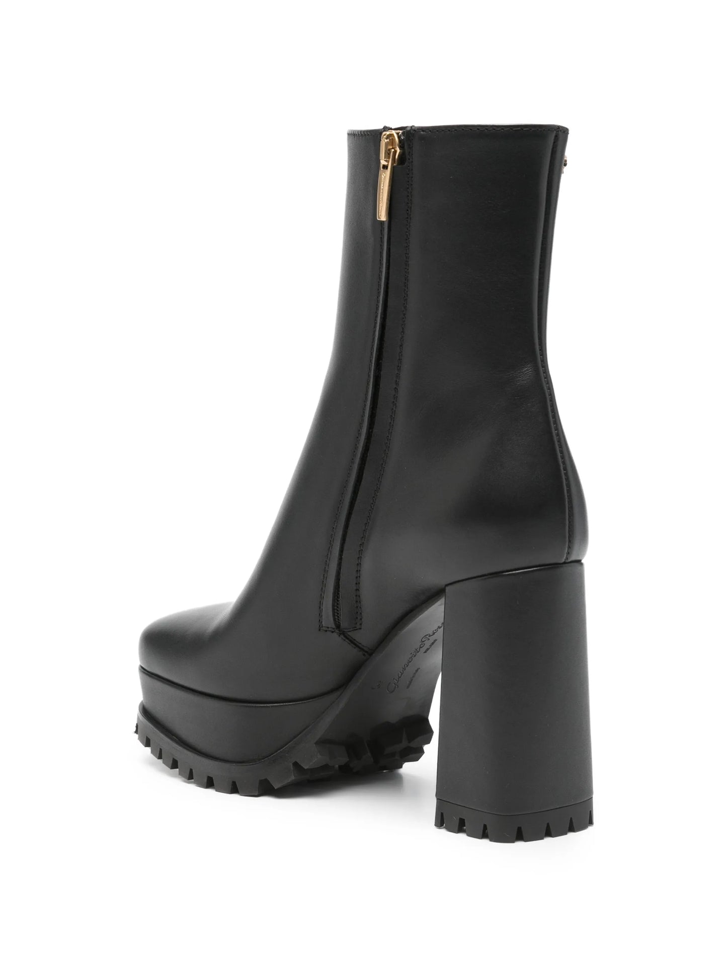 block-heel leather ankle boots