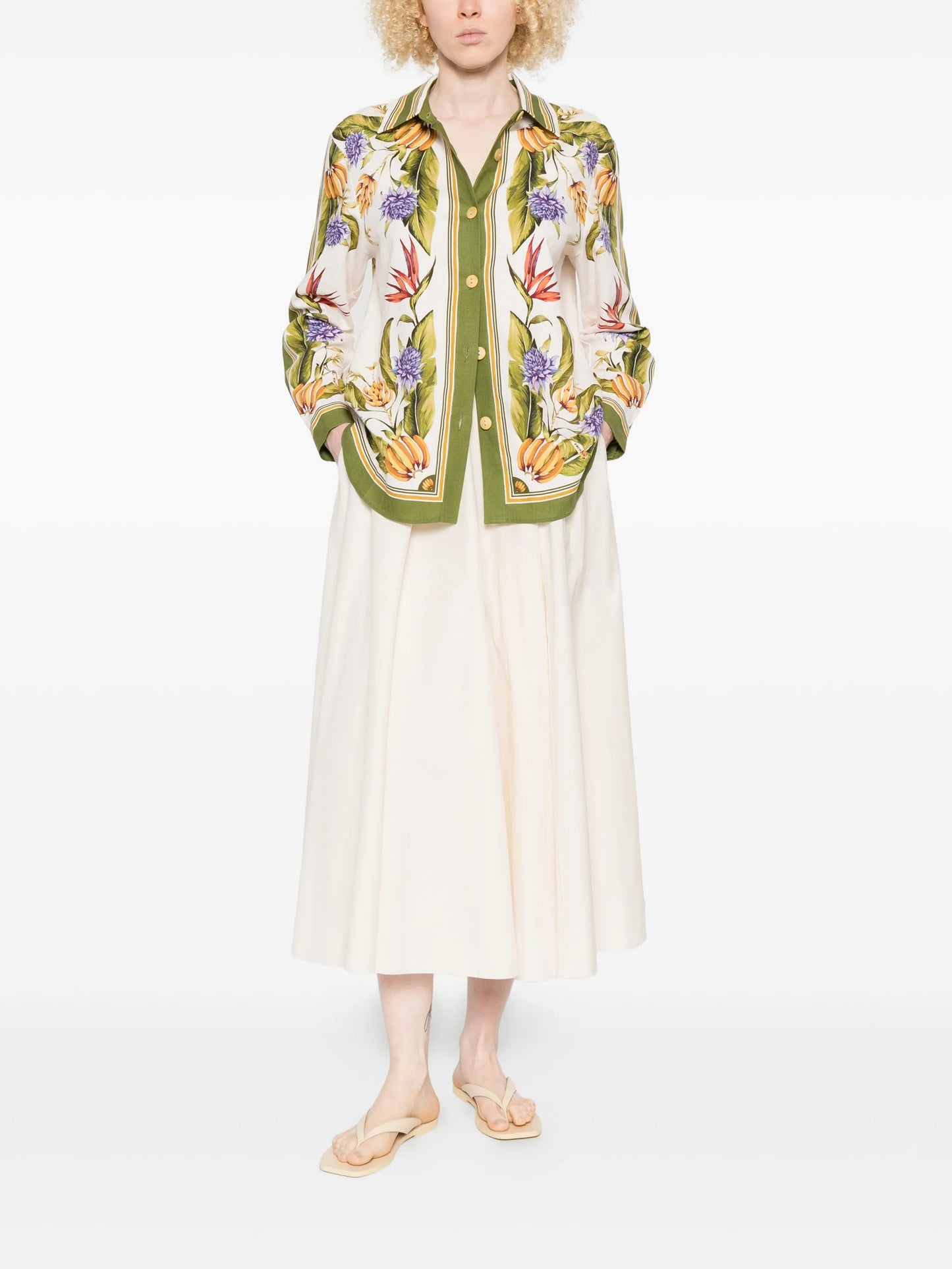 Sand Tropical floral-print shirt
