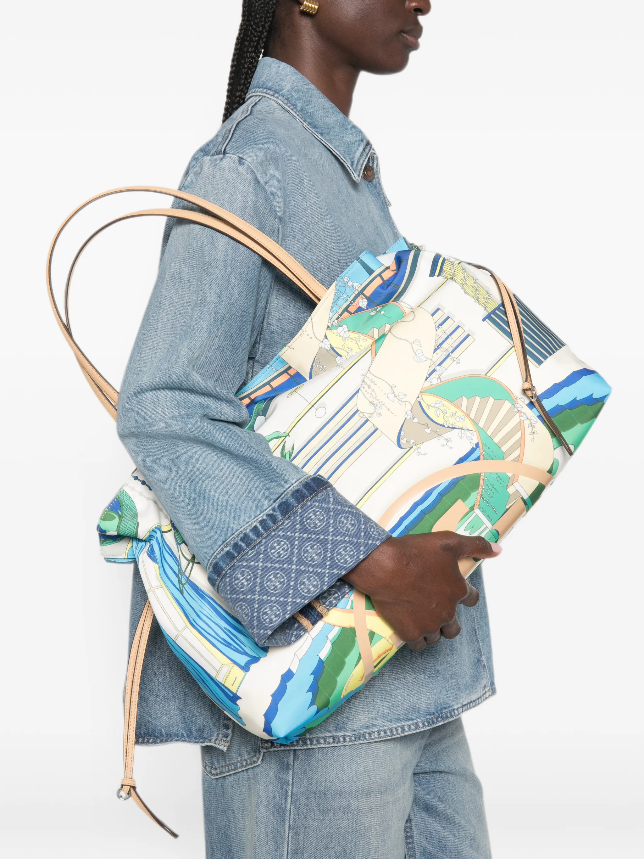 Ella printed drawstring tote bag