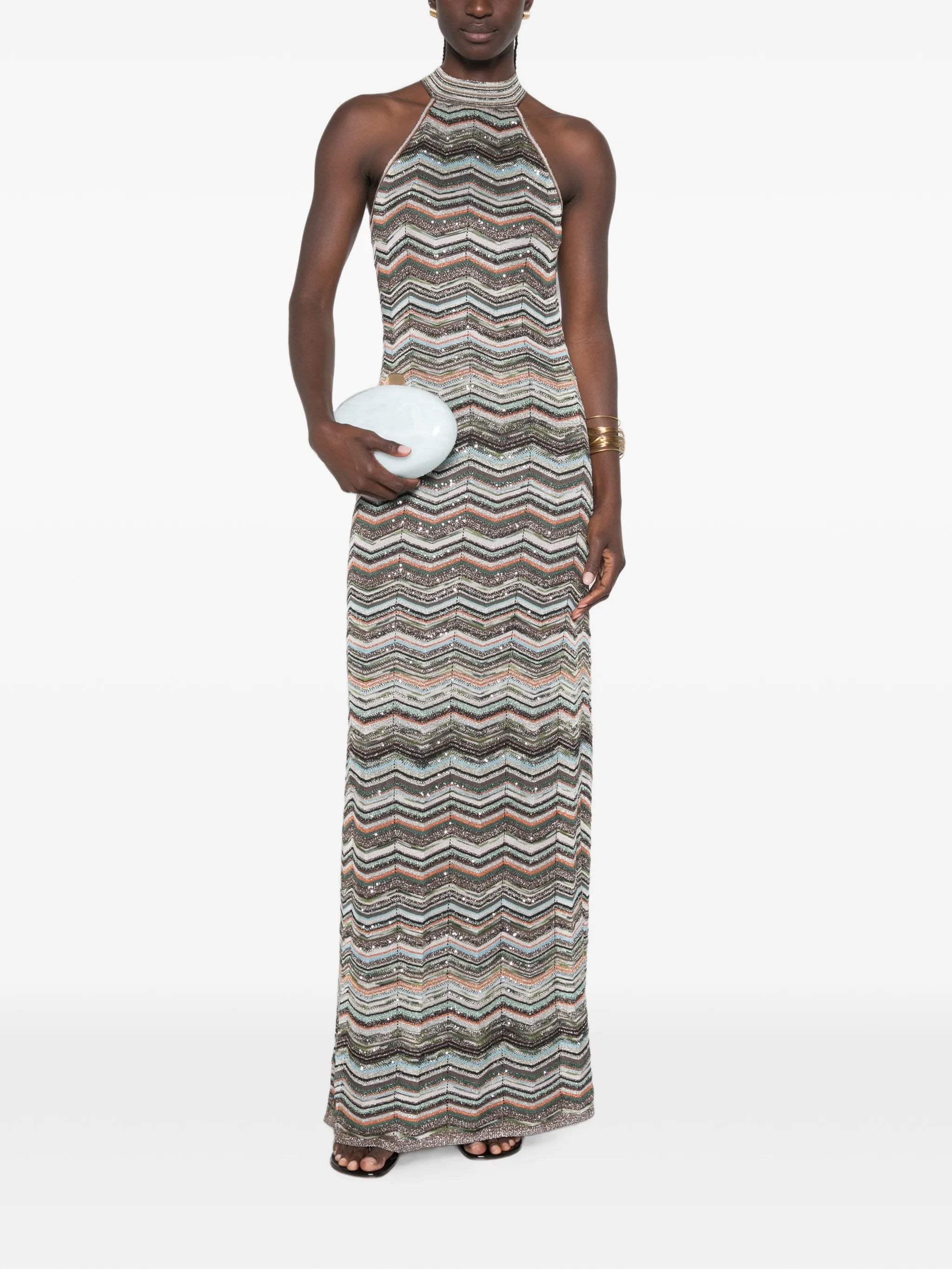 zigzag-pattern maxi dress