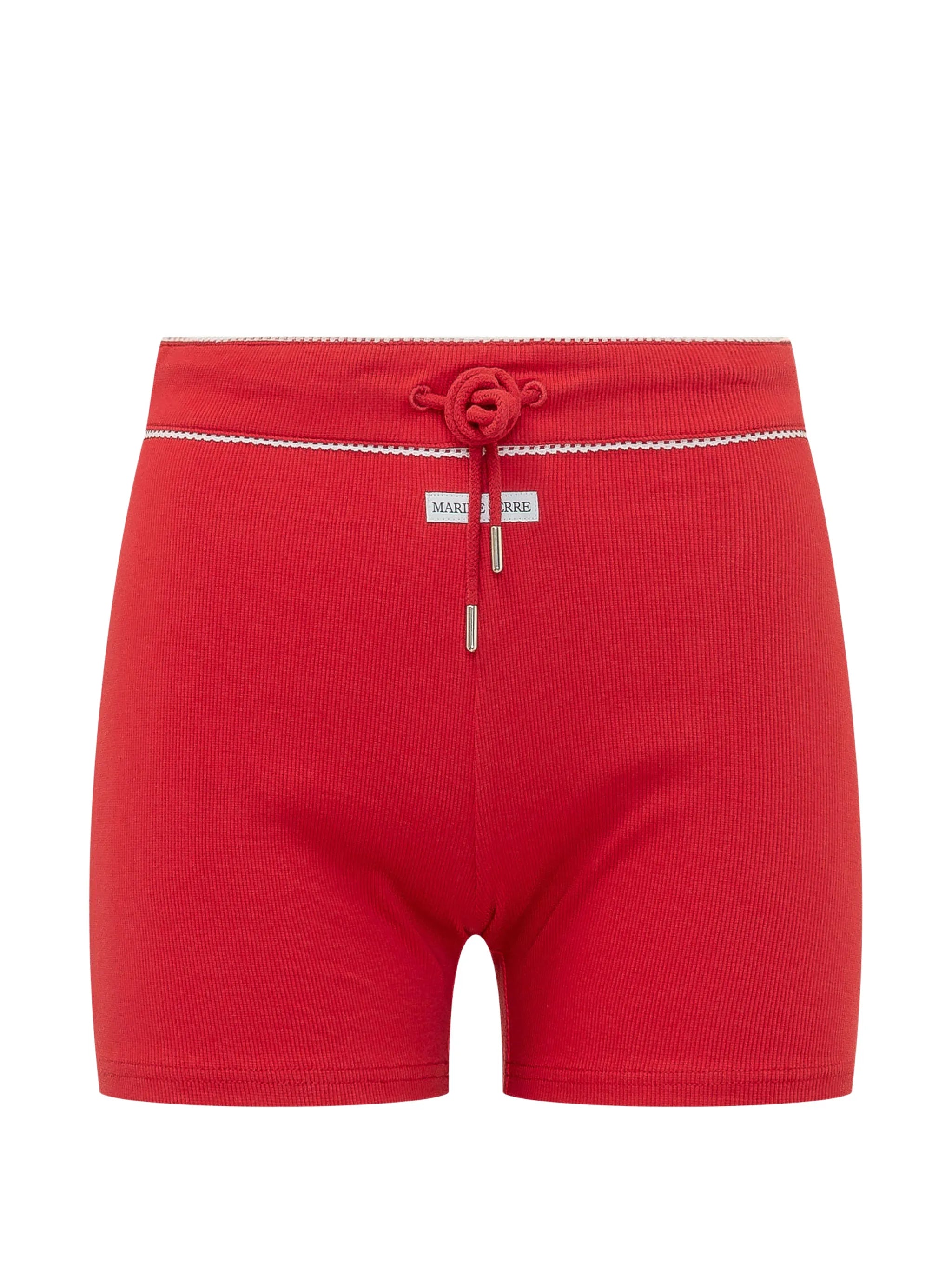 ribbed-knit drawstring mini shorts