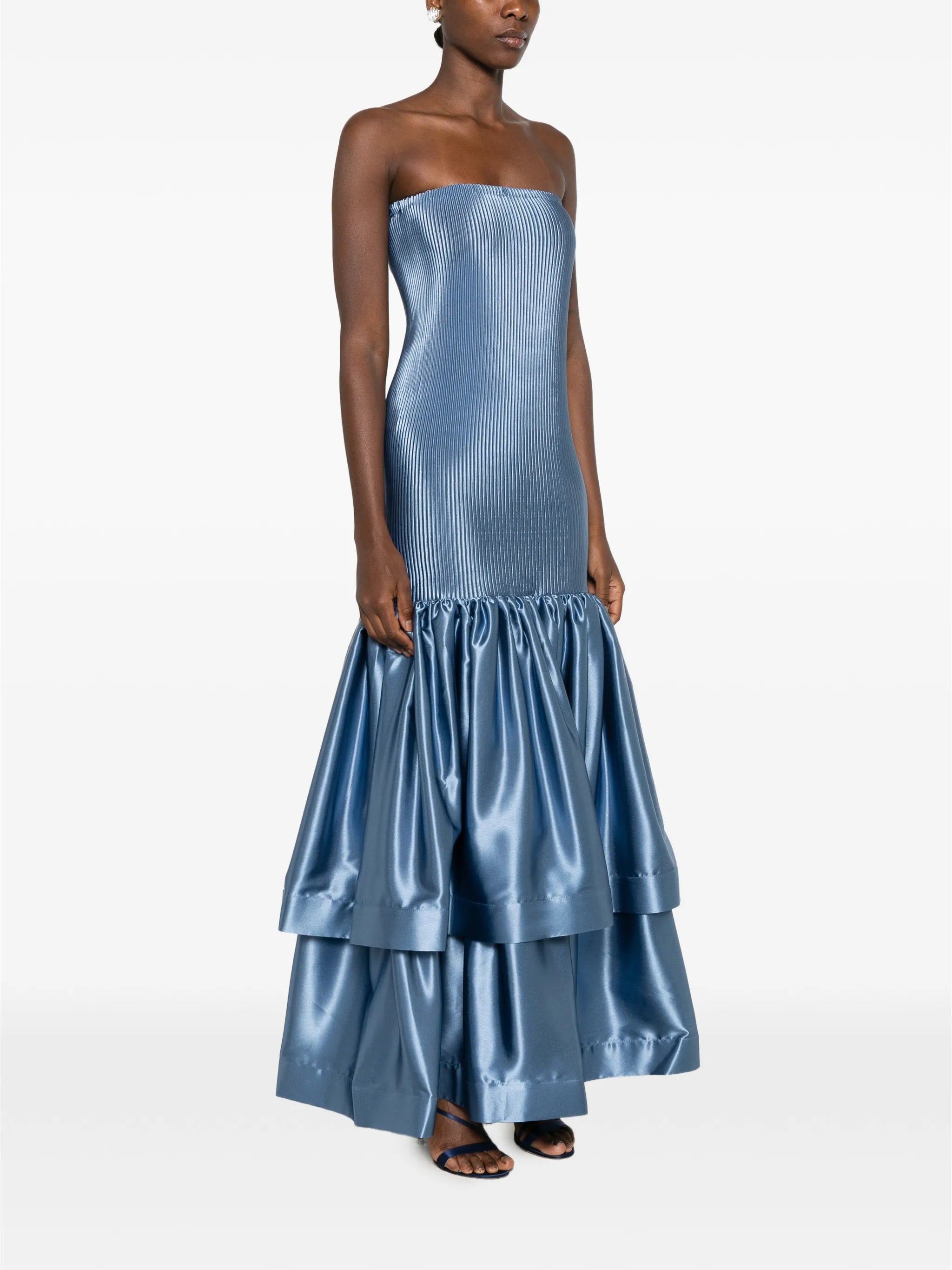 Elevate pleated tiered maxi dress