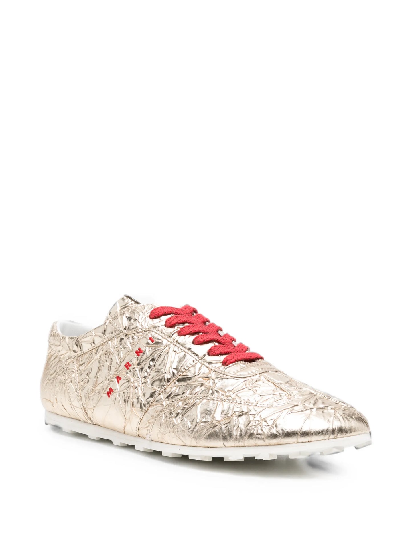 crinkled-finish logo-print sneakers