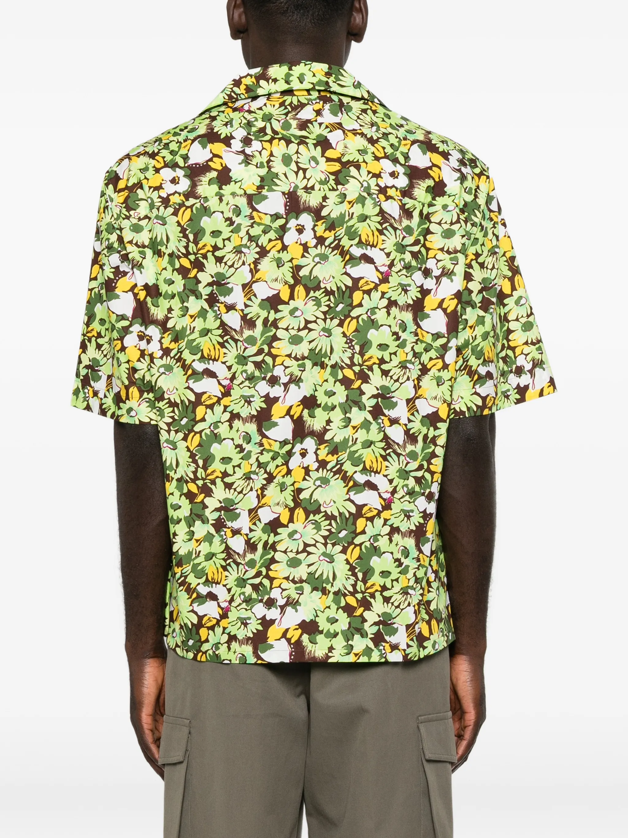 floral-print chest-pocket shirt