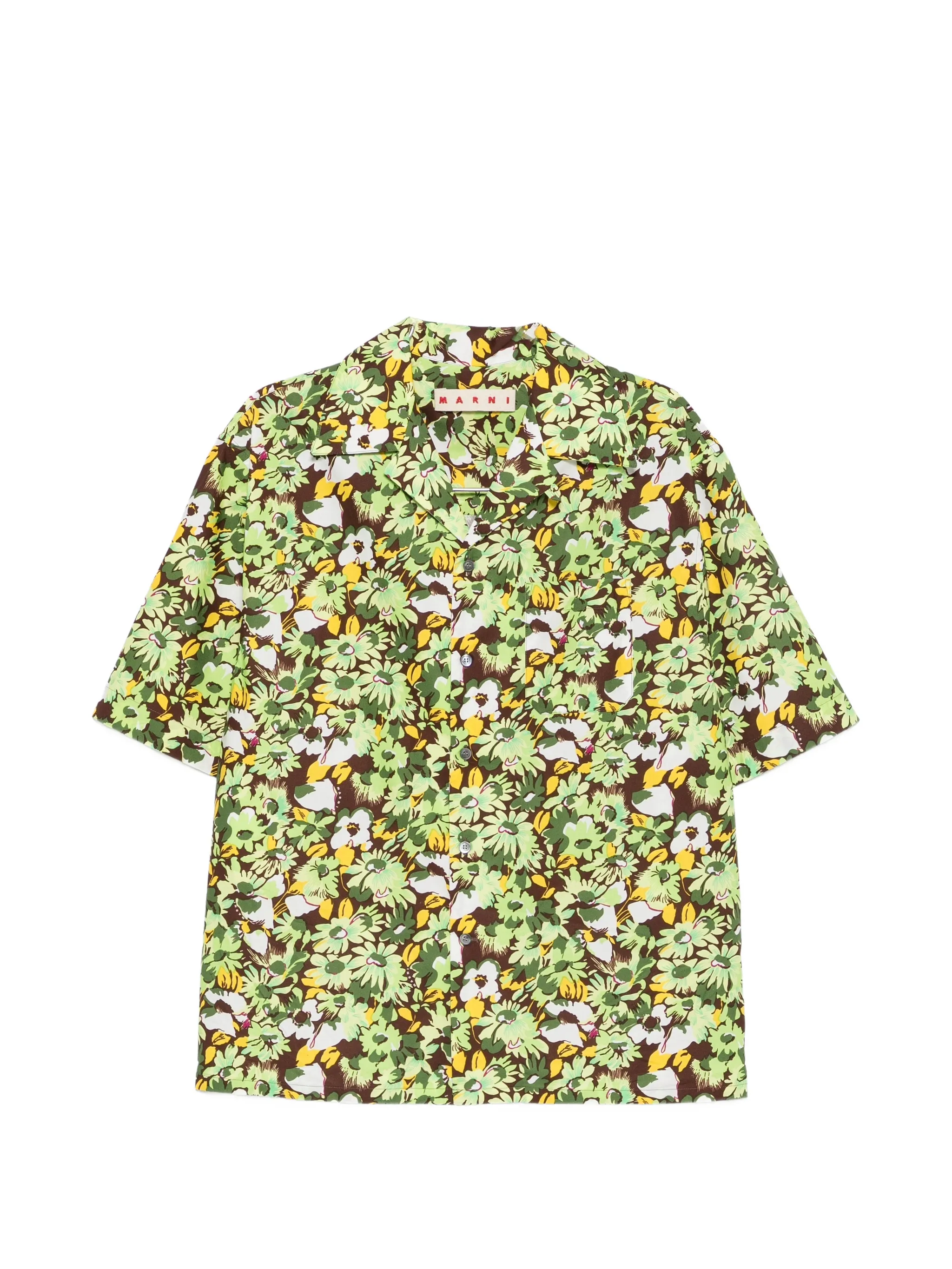 floral-print chest-pocket shirt