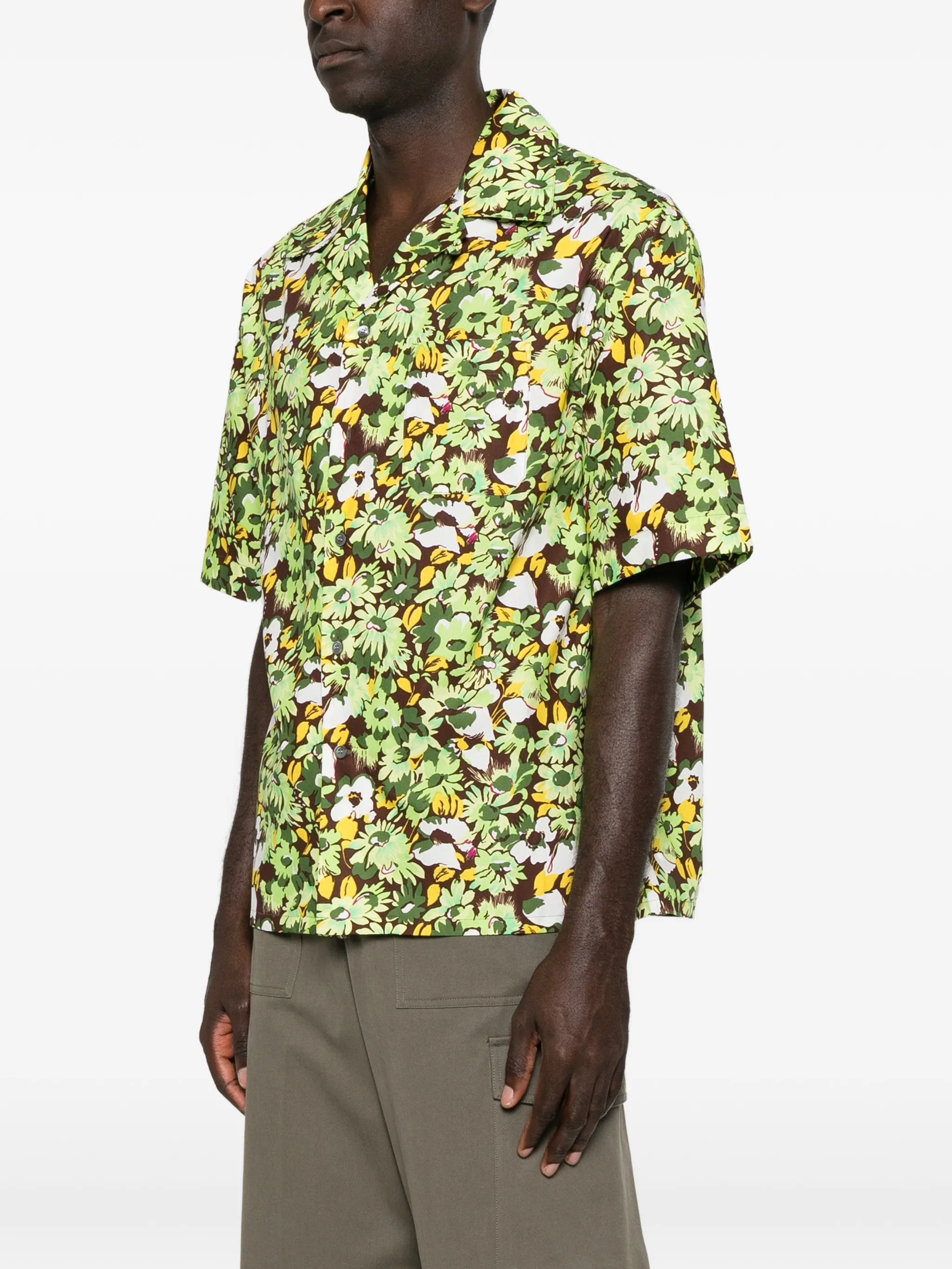 floral-print chest-pocket shirt
